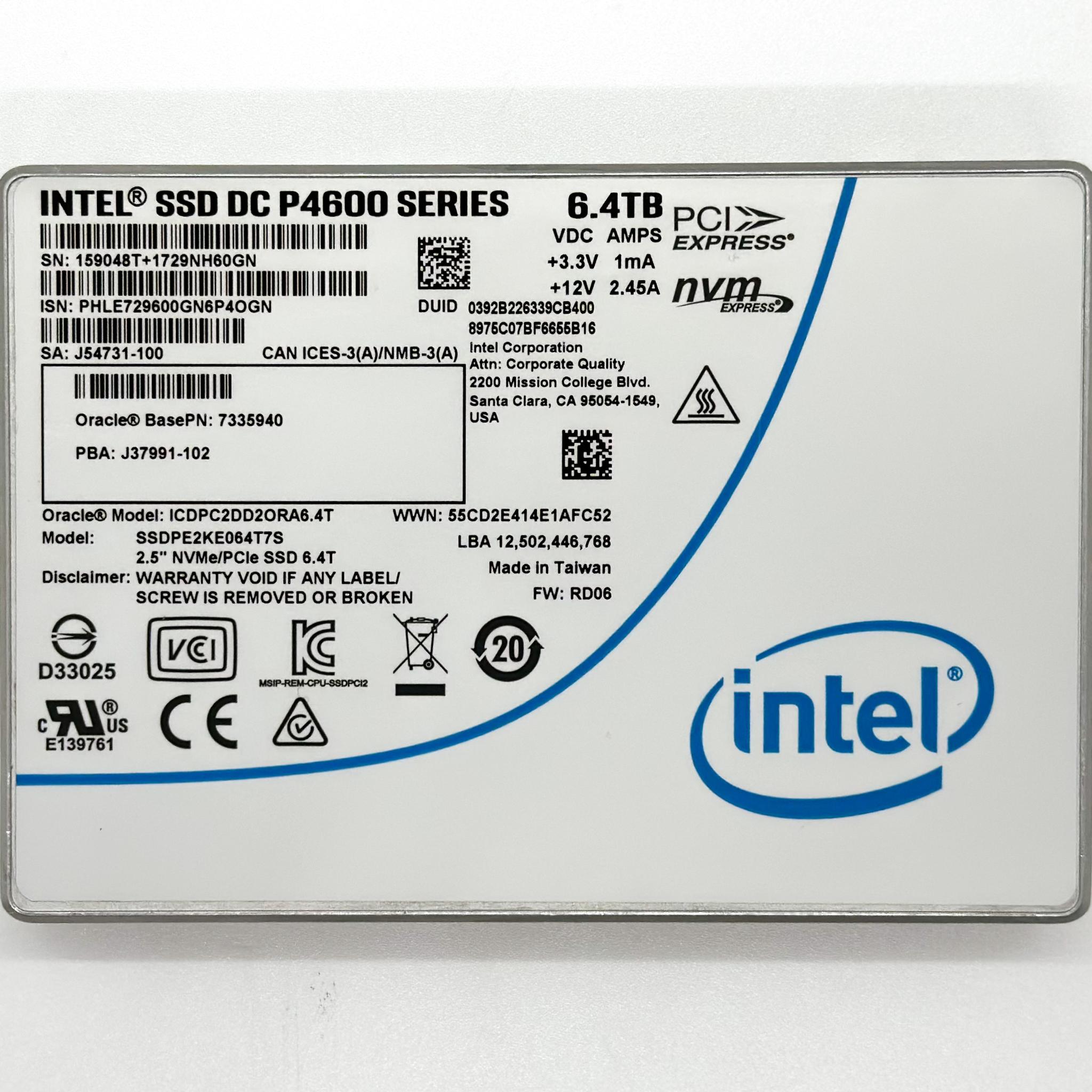 Intel SSD DC P4600 6.4tb Nvme SSD
