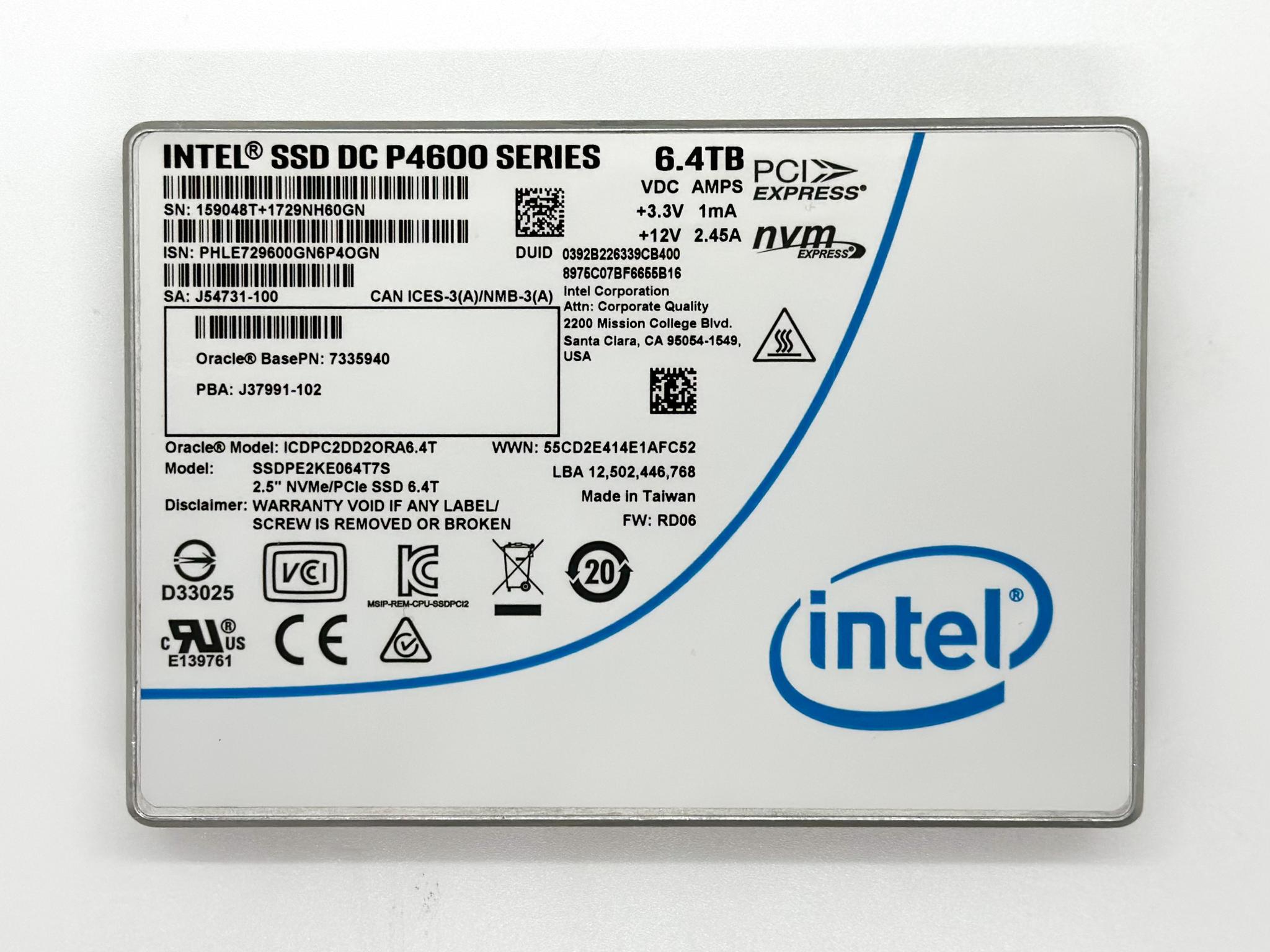 Intel SSD DC P4600 6.4tb Nvme SSD
