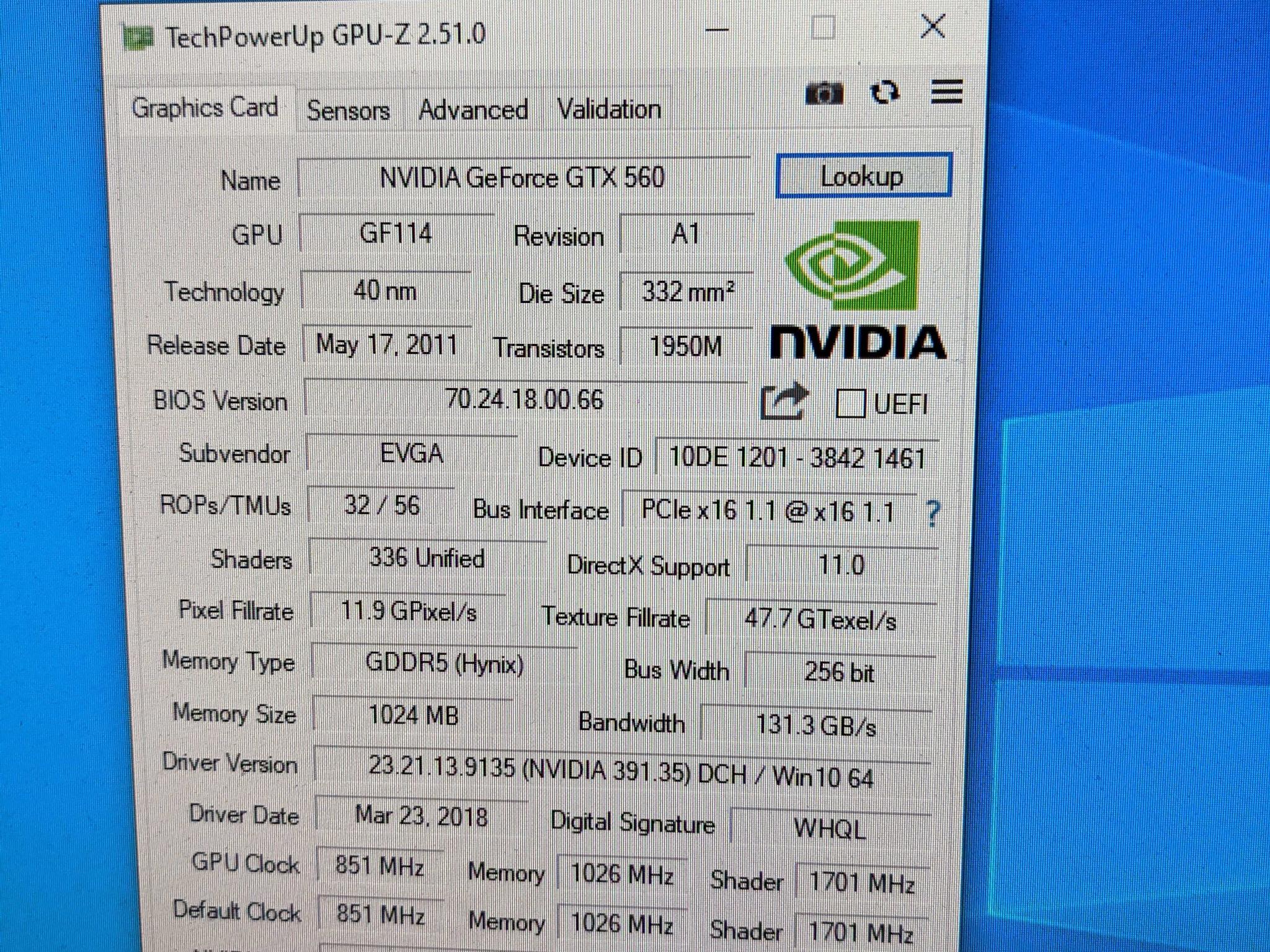 EVGA GeForce GTX 560 1GB Video Card 01G-P3-1461-KR Tested