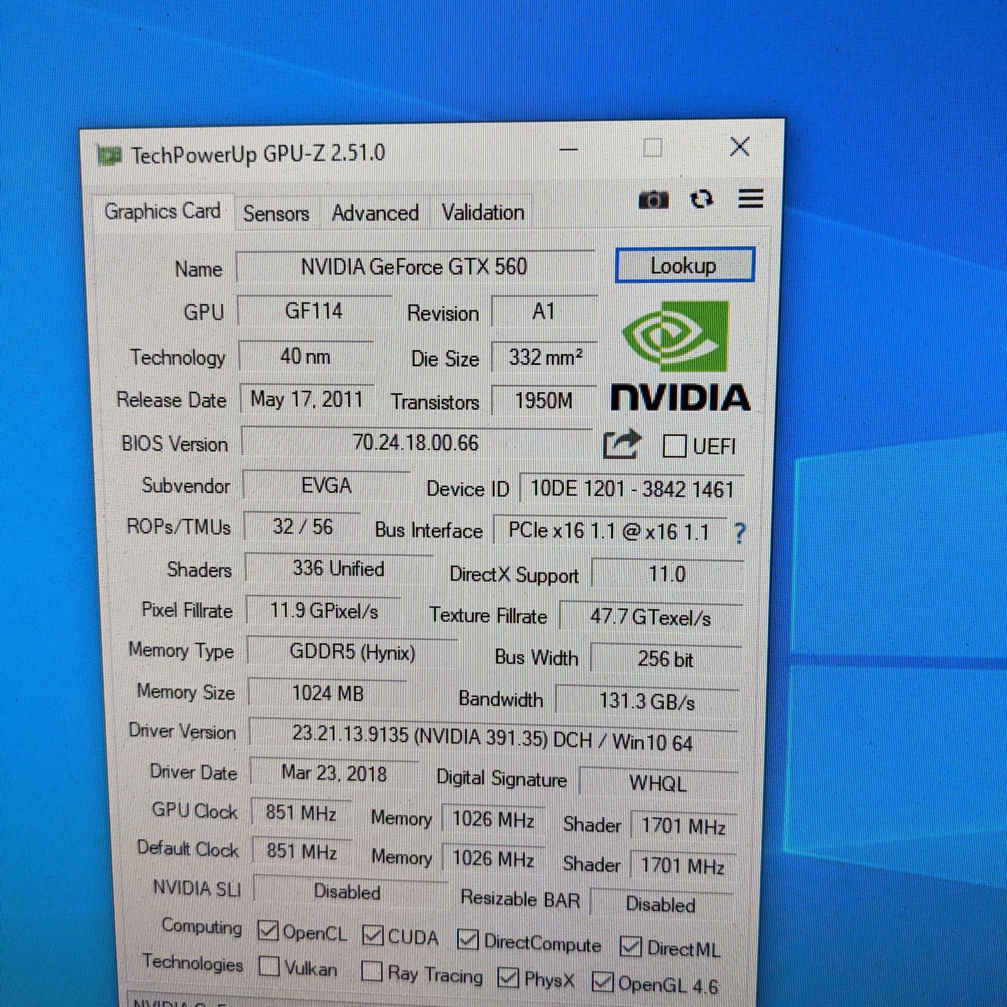 EVGA GeForce GTX 560 1GB Video Card 01G-P3-1461-KR Tested