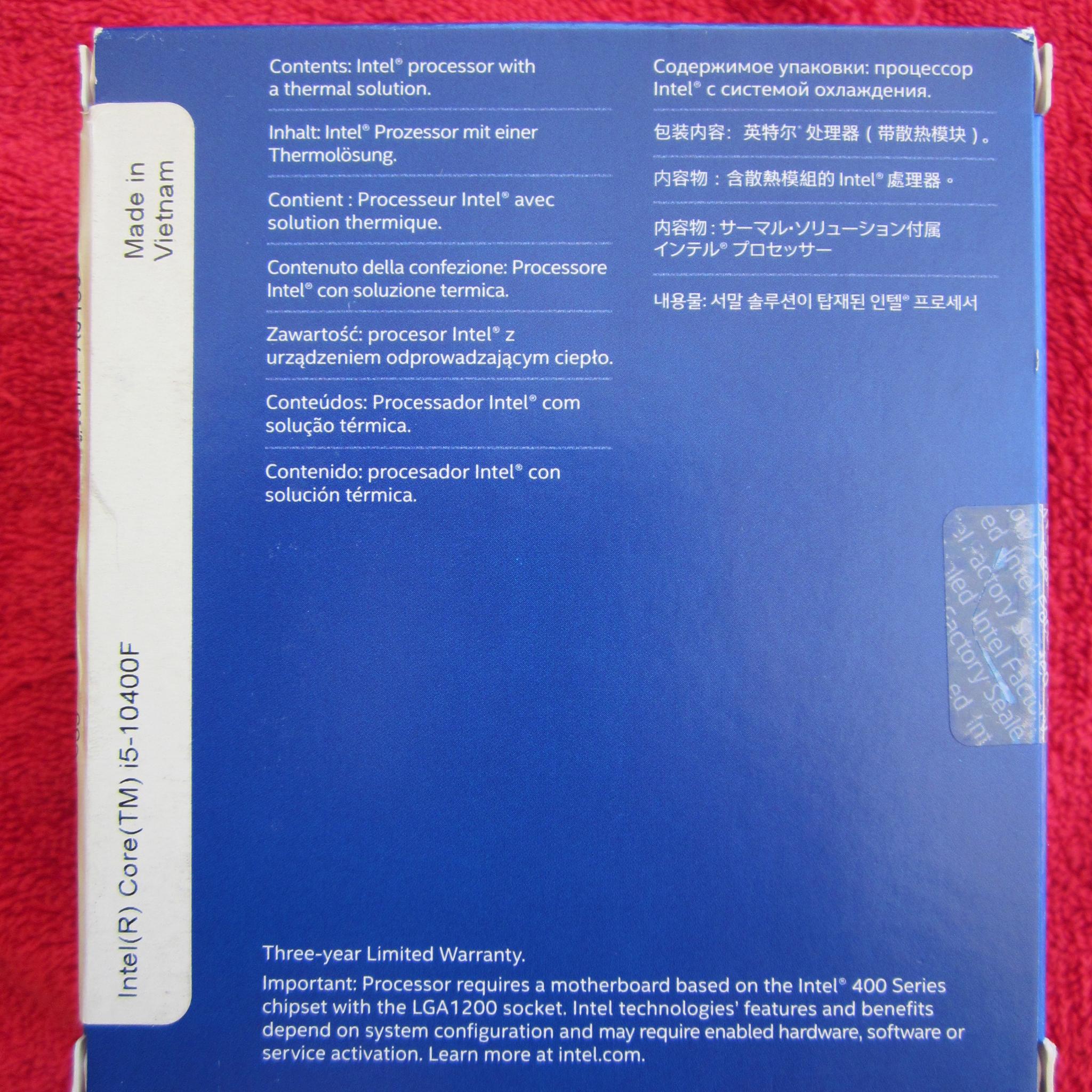 NEW SEALED! Intel Core i5-10400F 6-Core Comet Lake Processor LGA 1200