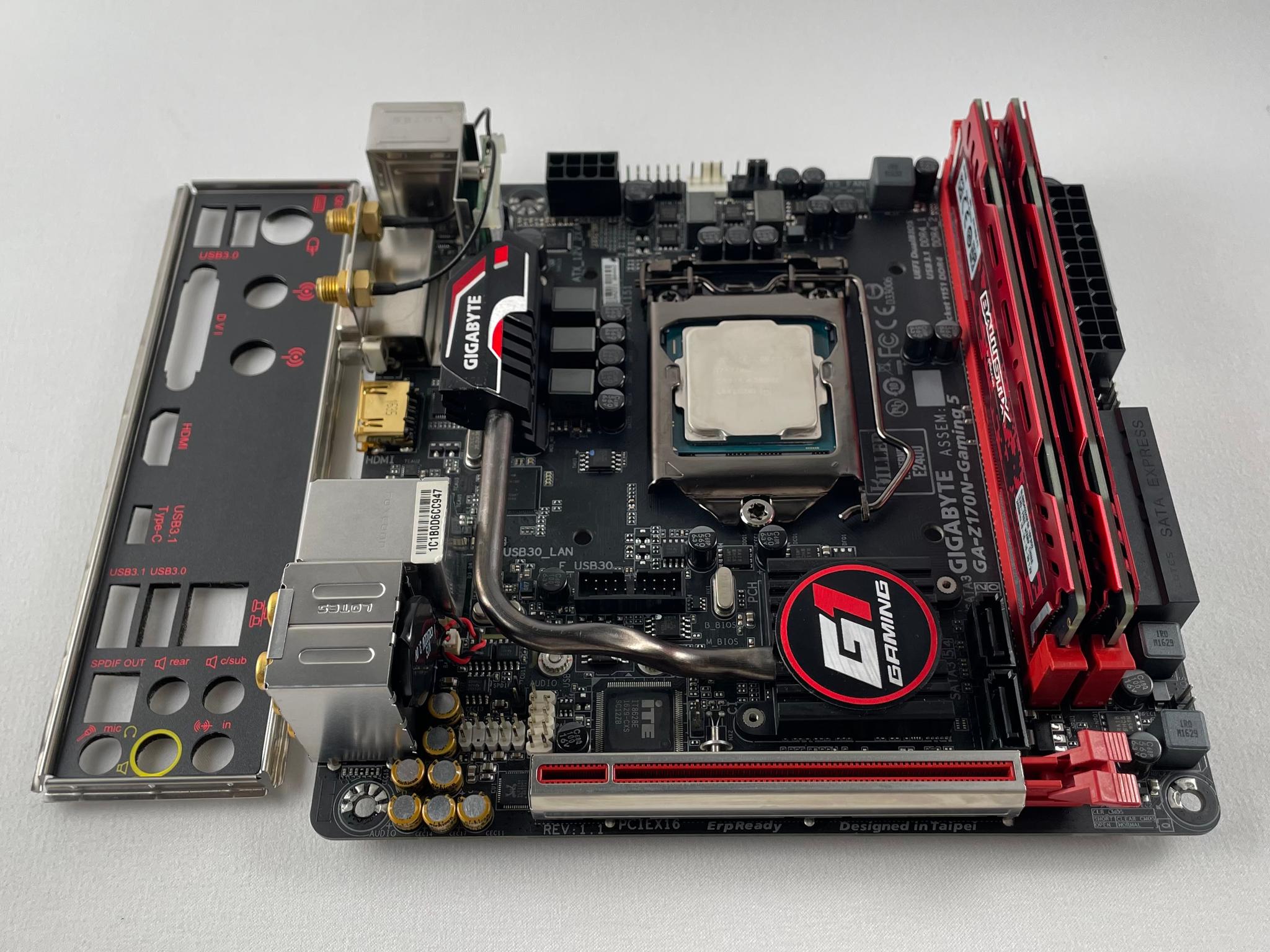 Gigabyte GA-Z170N-Gaming 5, mini-ITX MOBO Bundle Intel i7-7700K CPU 16GB (2x8 GB) DDR4 RAM IO Shield