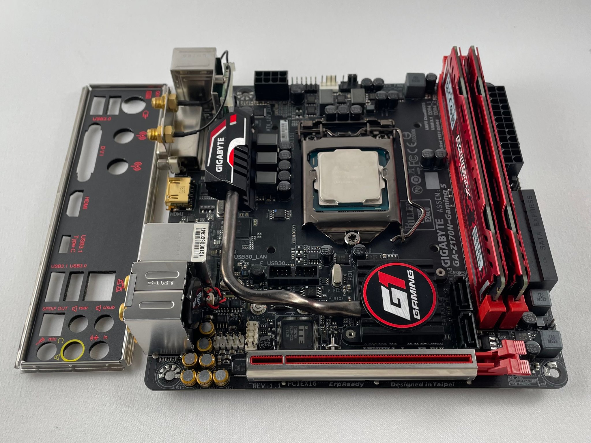 Gigabyte GA-Z170N-Gaming 5, mini-ITX MOBO Bundle Intel i7-7700K CPU 16GB (2x8 GB) DDR4 RAM IO Shield