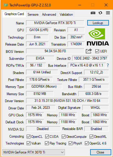 EVGA RTX 3070 Ti FTW3 Ultra 8GB - Great Condition with Original Box