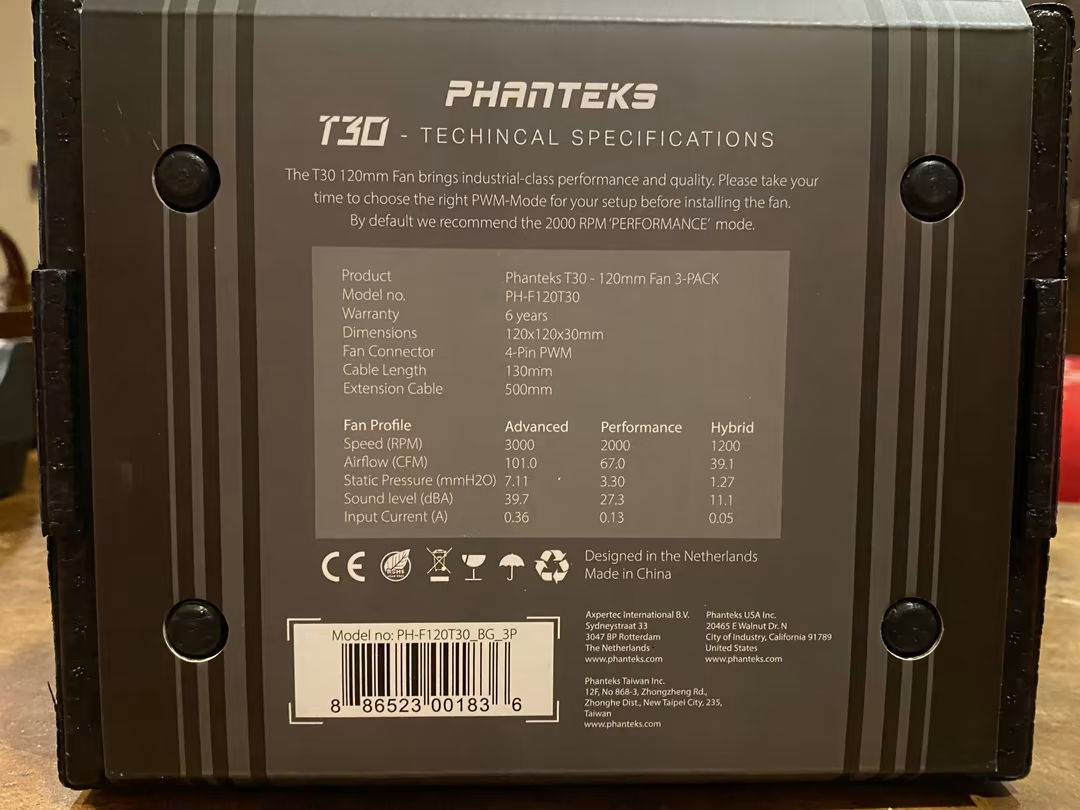 Phanteks T30 120mm 3-Pack, The Ultimate Fan, 1200/2000/3000RPM | Jawa