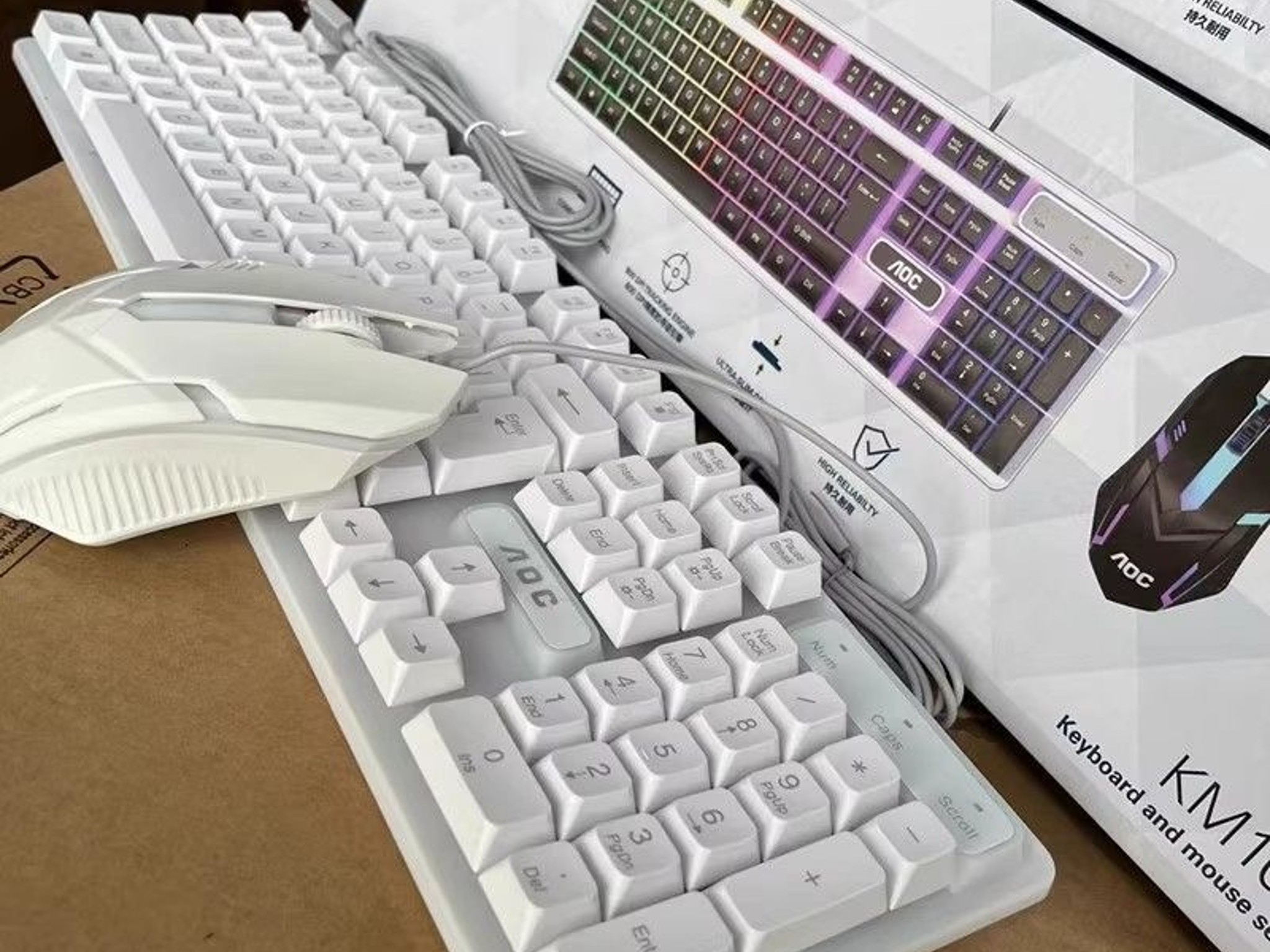 AOC KM100 Wired Keyboard & Mouse Set with Floating Keycaps and LED Backlight