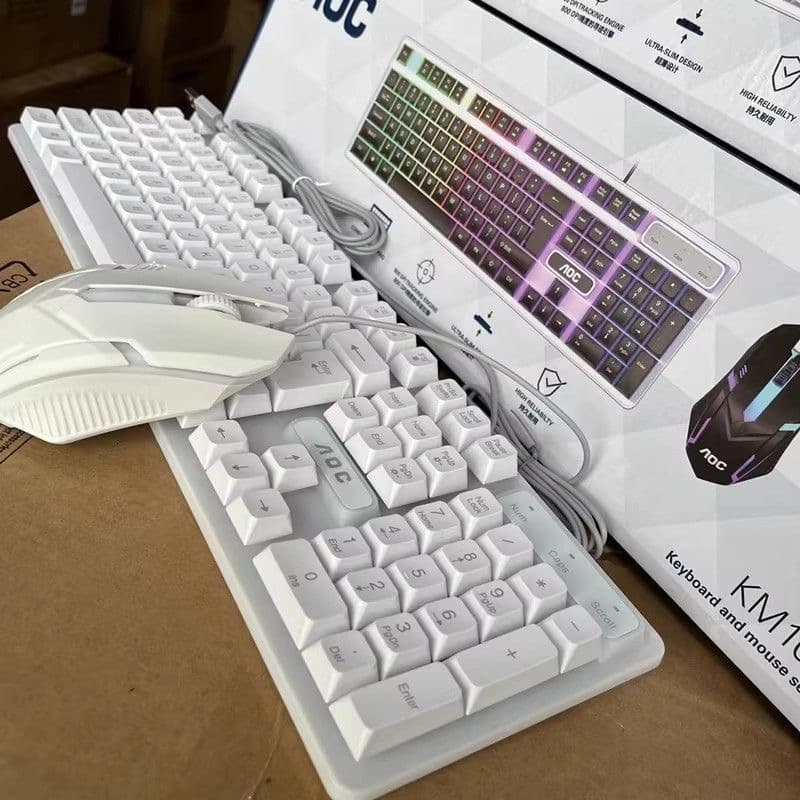 AOC KM100 Wired Keyboard & Mouse Set with Floating Keycaps and LED Backlight