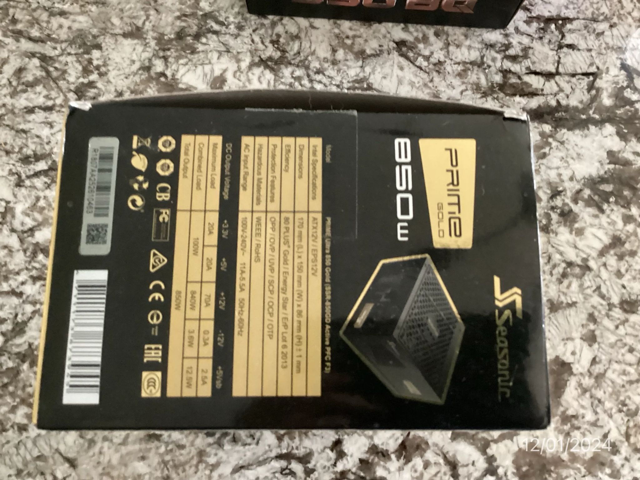 Seasonic GX 850 850w Prime 80+ Gold Power Supply -- New Open Box, Never Used