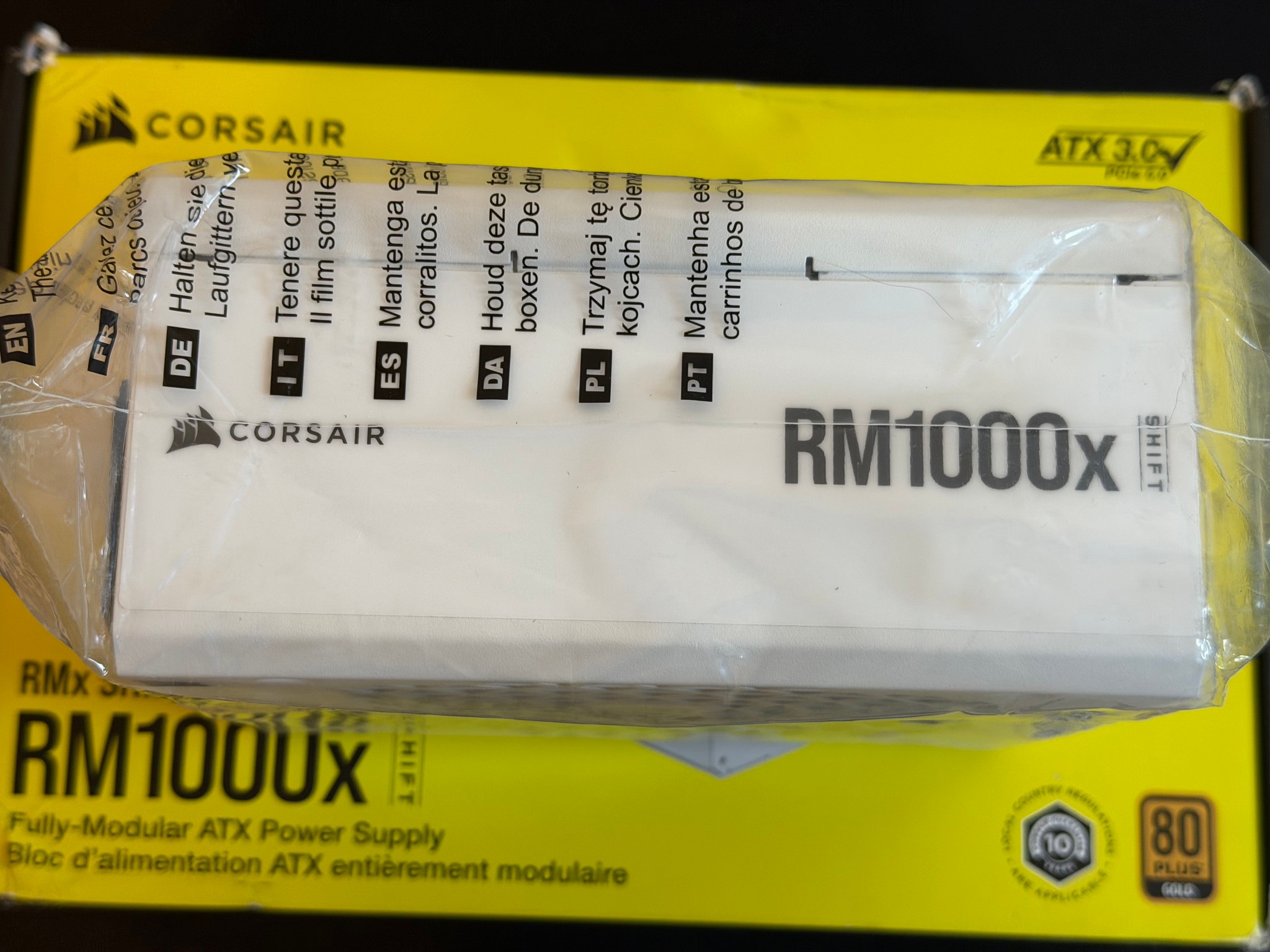 Open Box Corsair RM1000x Shift Series 1000W 80+ Gold Fully Modular PSU (White)