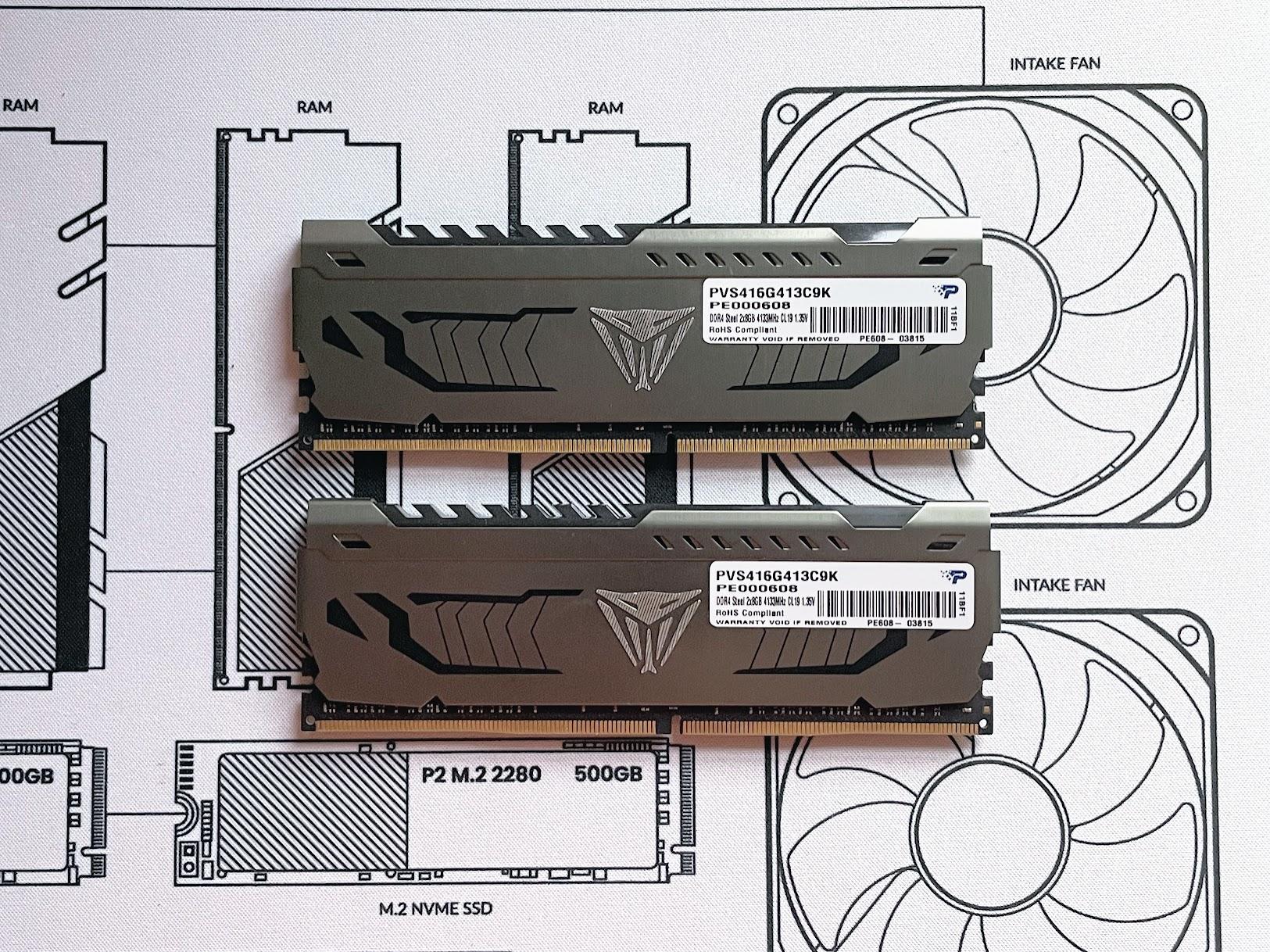 DJR-Die Patriot Viper Steel 16GB (2x8GB) 4133 MHz DDR4 CL19-21-21-41 (PVS416G413C9K) RAM Memory