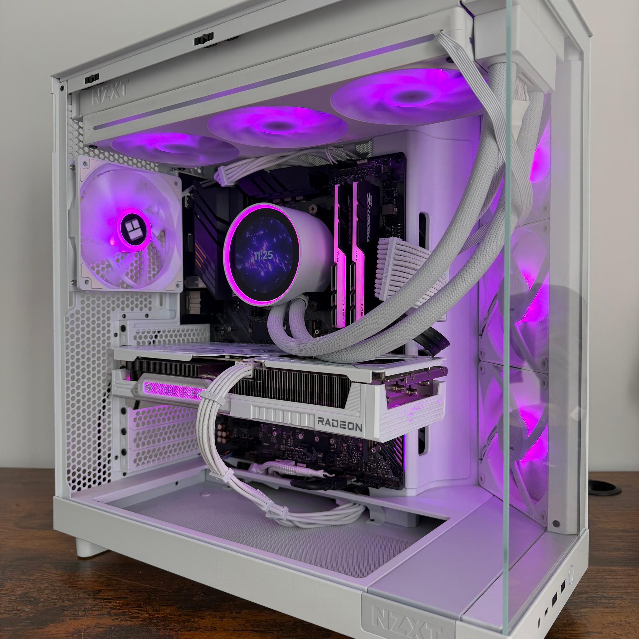 🤍 All White Build — RX 9060 XT 16GB | Ryzen 7 5700X3D | 32GB RGB | Kraken Elite LCD 🤍