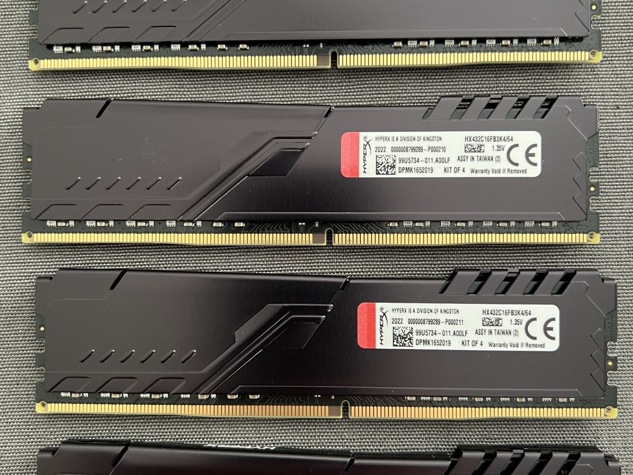 HyperX Fury 64GB 3200MHz DDR4 CL16 DIMM (Kit of 4) Black XMP Desktop Memory HX432C16FB3K4/64