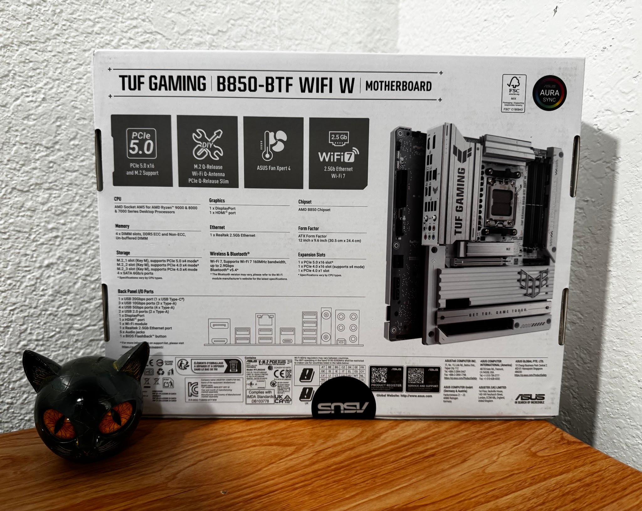 ASUS TUF Gaming B850-BTF WiFi W AMD B850 ATX Motherboard, Hidden-Connector Design