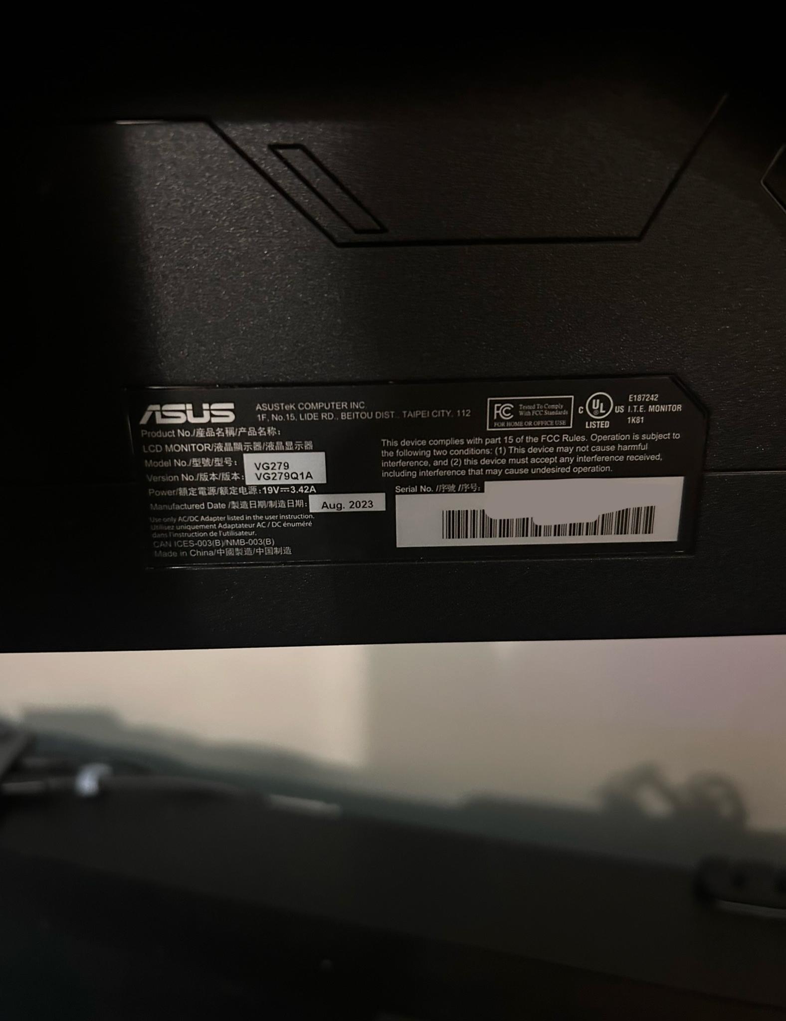 ASUS 27" 165hz Full HD (1920 x 1080) Gaming Monitor (VG279Q1A)
