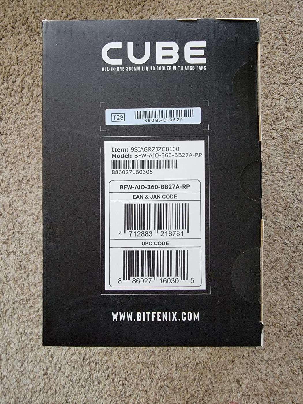 BitFenix Cube AIO ARGB CPU Liquid Cooler 360mm Radiator (Black) - Brand New In Box