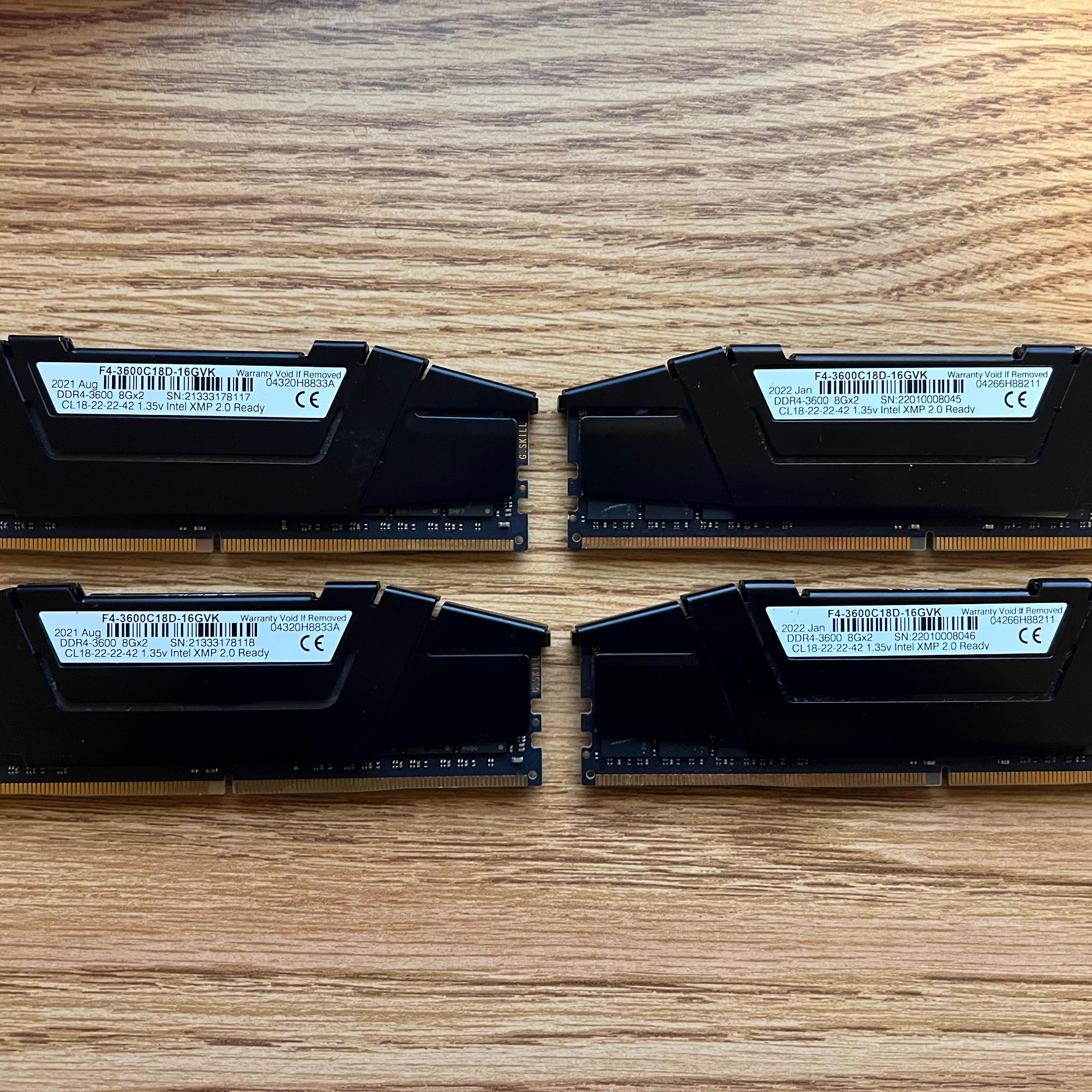 32GB (4x8GB) DDR4-3600MHz CL18 G.SKILL RAM Memory