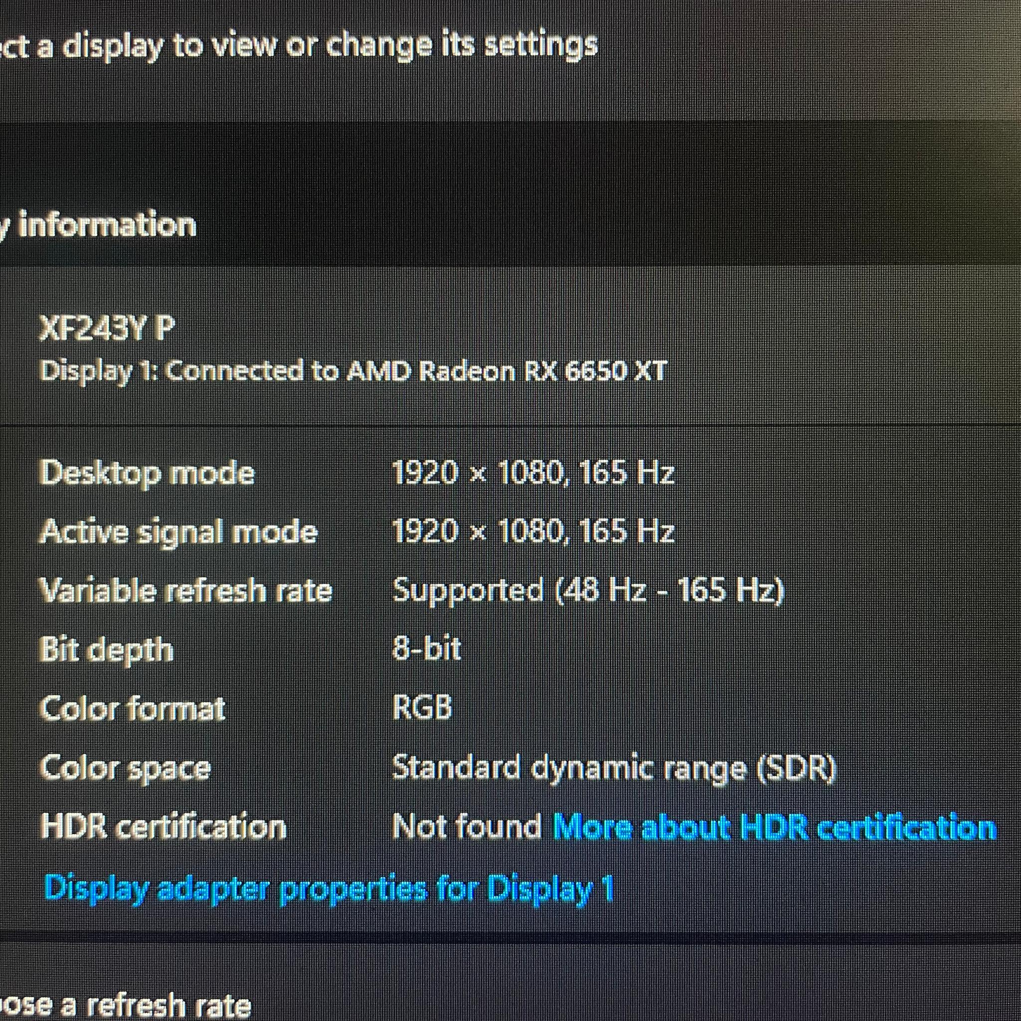acer Nitro XFA243Y 23.8” Full HD  165hz refresh rate