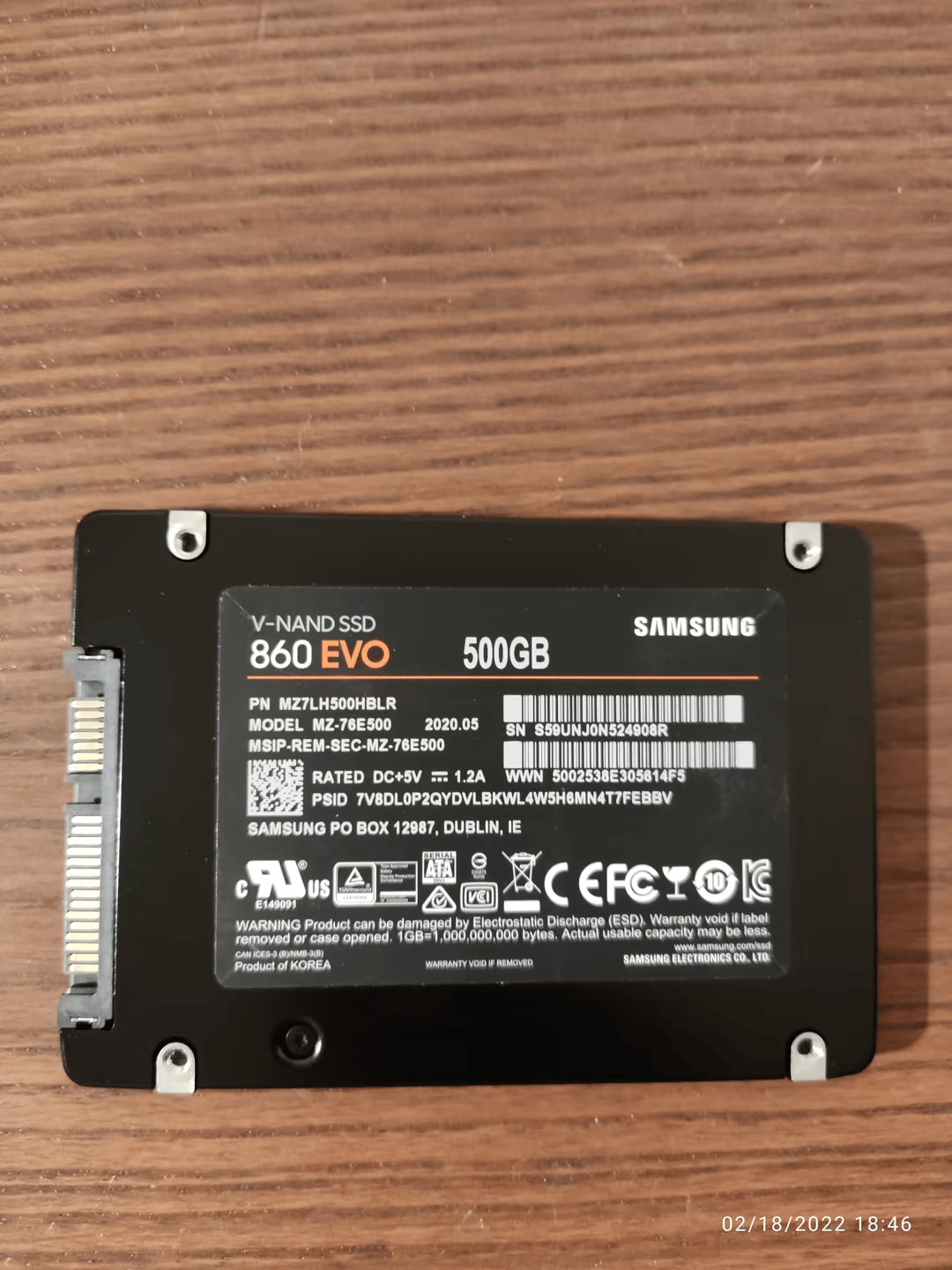 500GB Samsung 860 Evo 2.5" SATA SSD