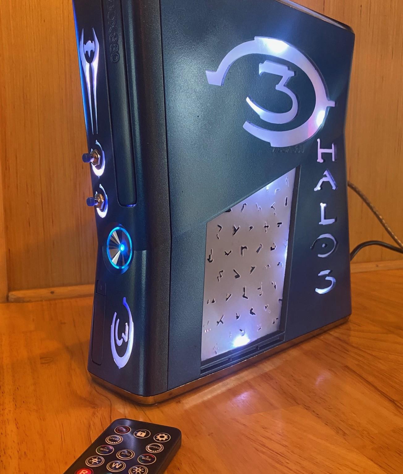 RGH3 Xbox 360 Slim - CASE MODS - Halo 3 Themed