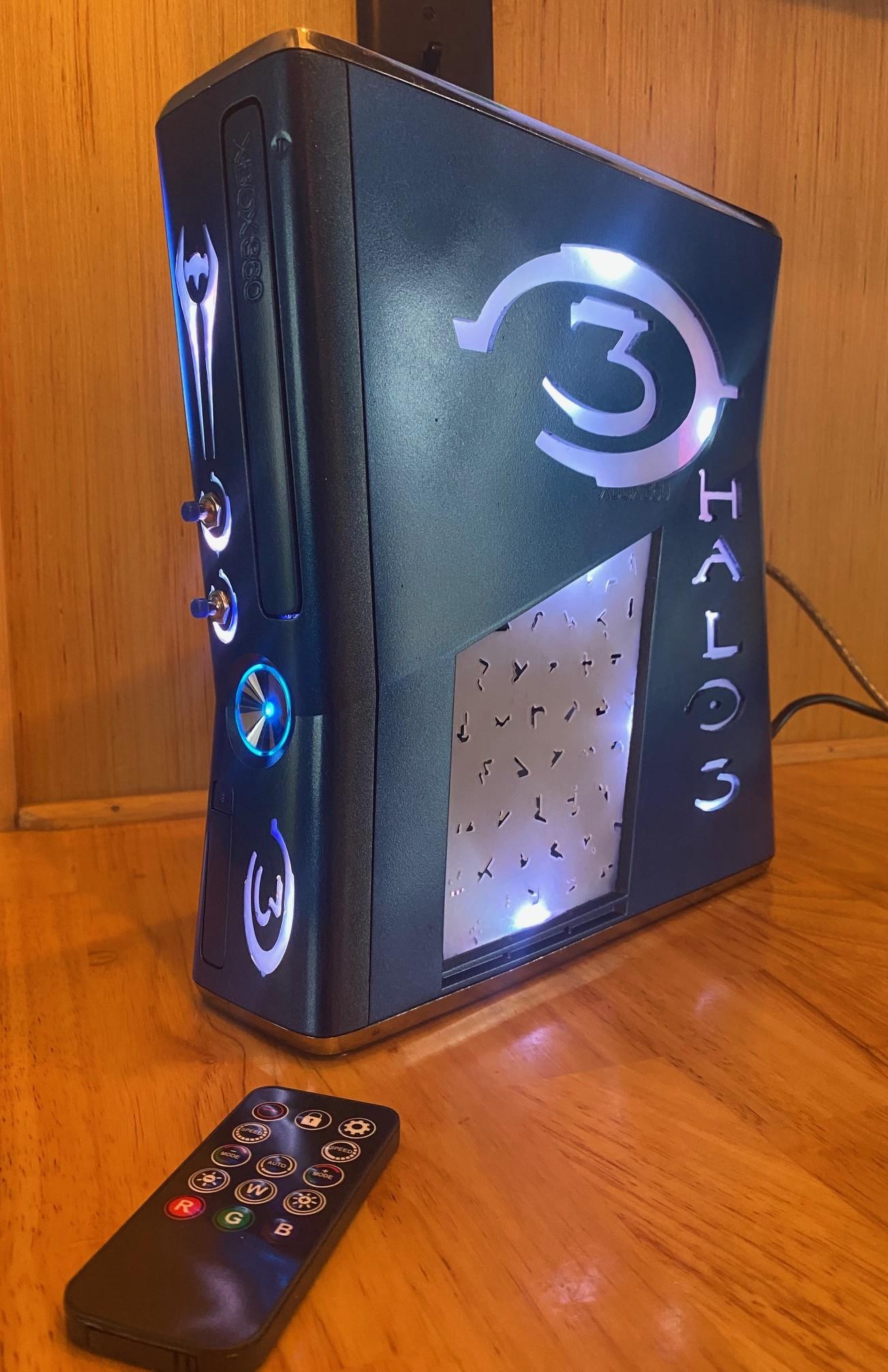 RGH3 Xbox 360 Slim - CASE MODS - Halo 3 Themed