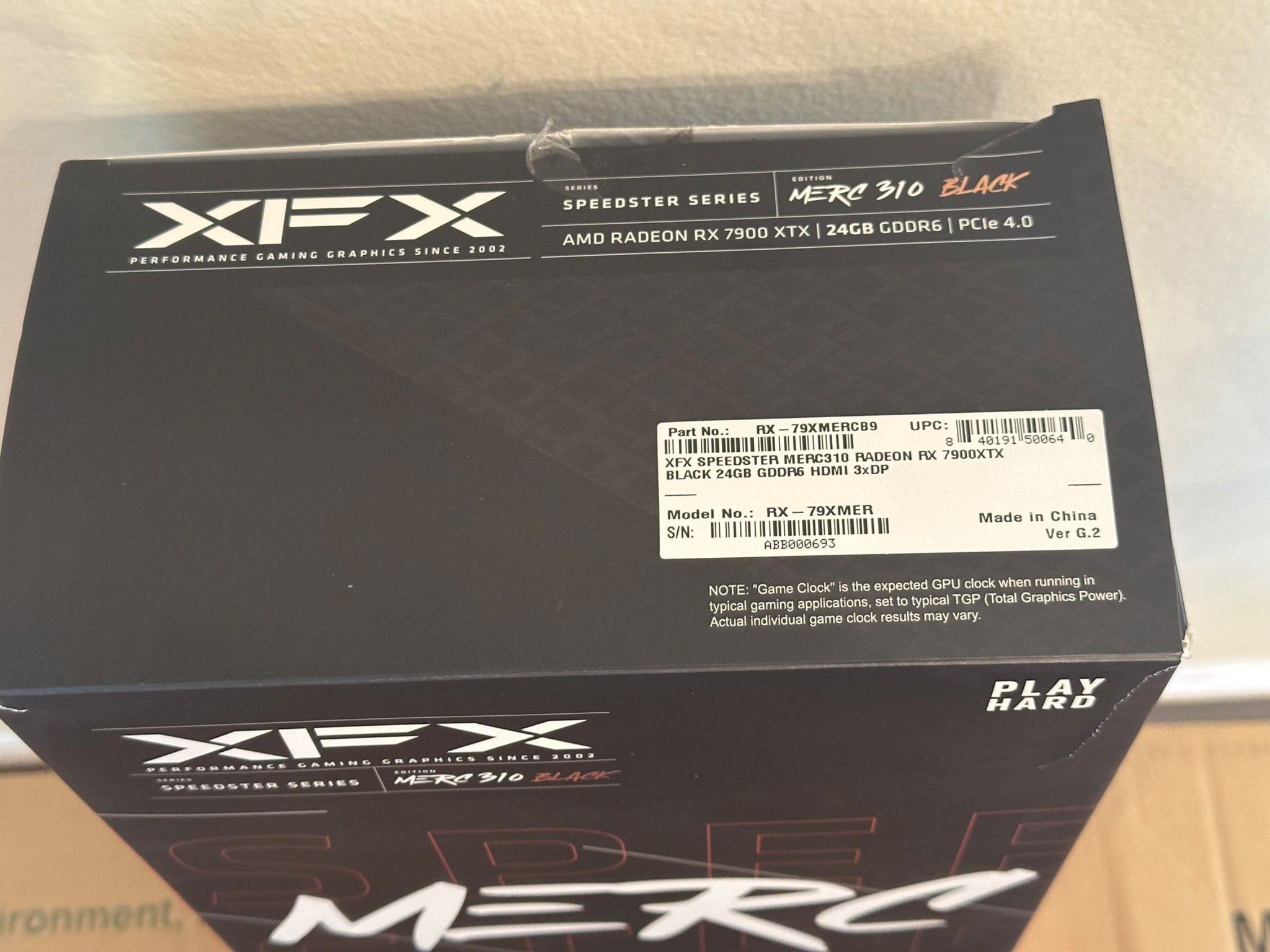 XFX AMD RX 7900 XTX 24 GB Speedster MERC 310 Black Edition with original box