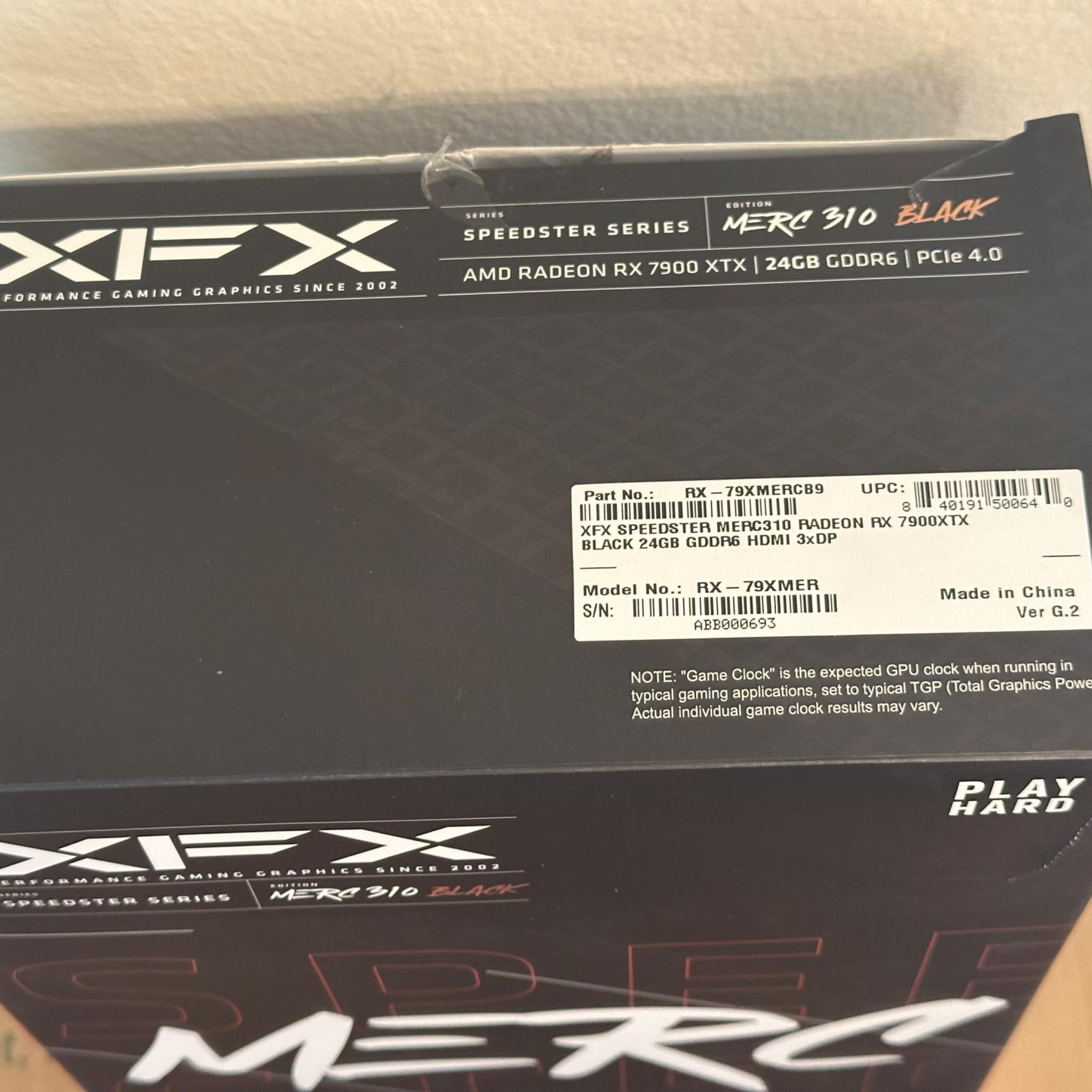 XFX AMD RX 7900 XTX 24 GB Speedster MERC 310 Black Edition with original box