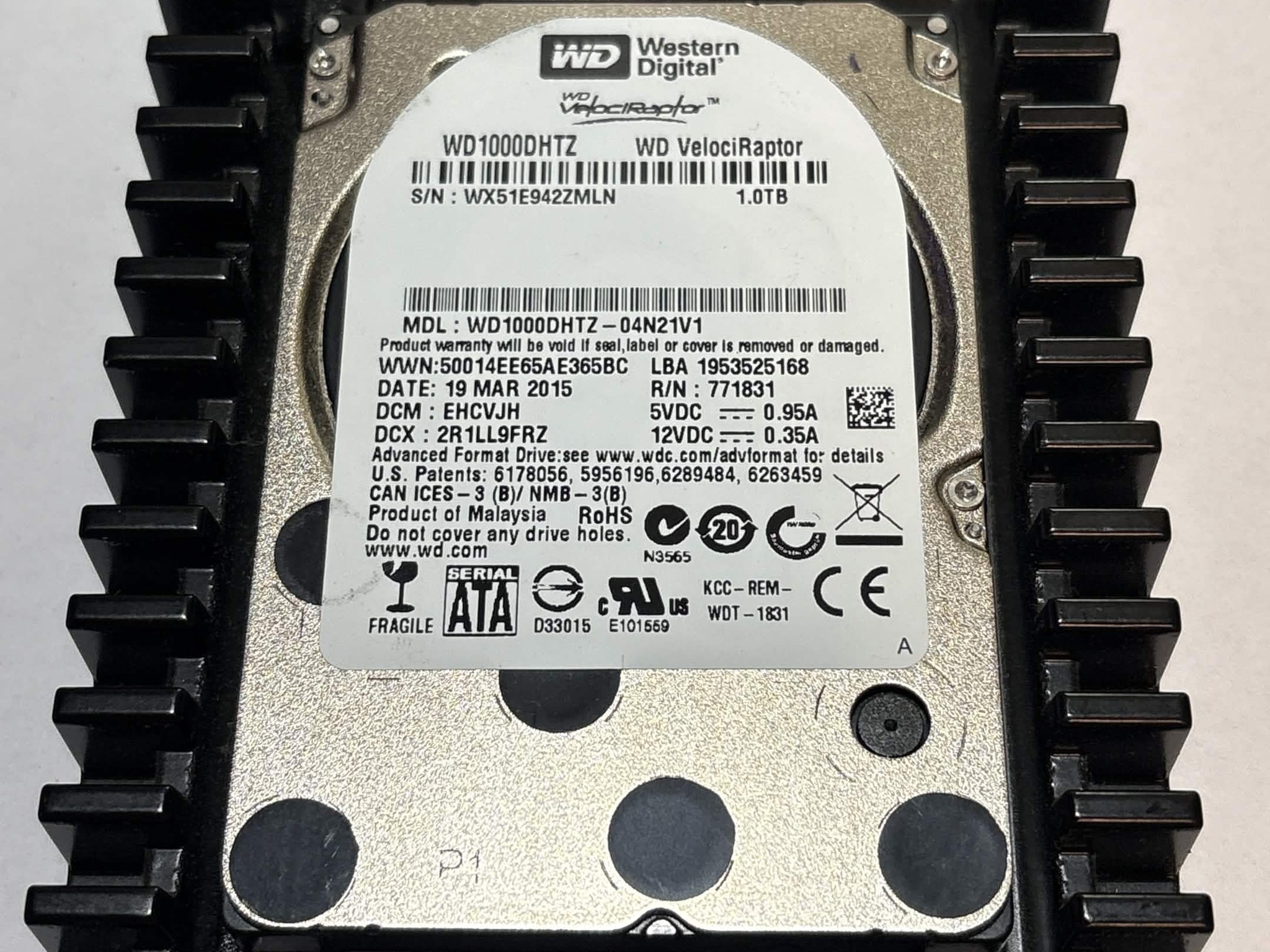 WD VelociRaptor 1TB 10,000 RPM SATA HDD w/ IcePack – WD1000DHTZ – Caution SMART