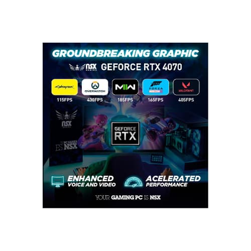NSX Phoenix Ryzen 7 5800X, RTX 4070 12GB, 32GB DDR4 3600, 1TB SSD NVME, Win 11, WiFi, Mouse/Keyboard