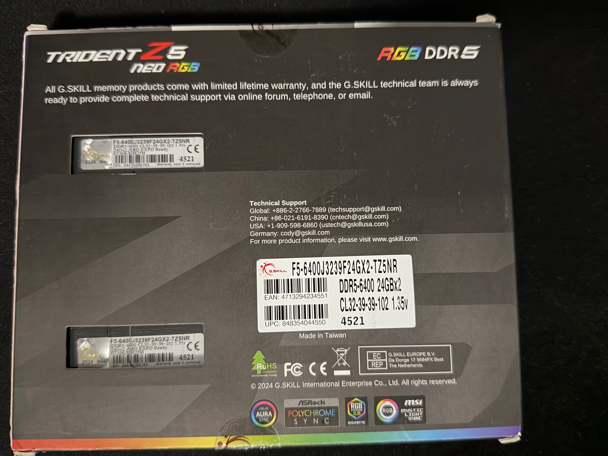 G.Skill Trident Z5 Neo RBG 48GB (2x24GB) DDR5-6400