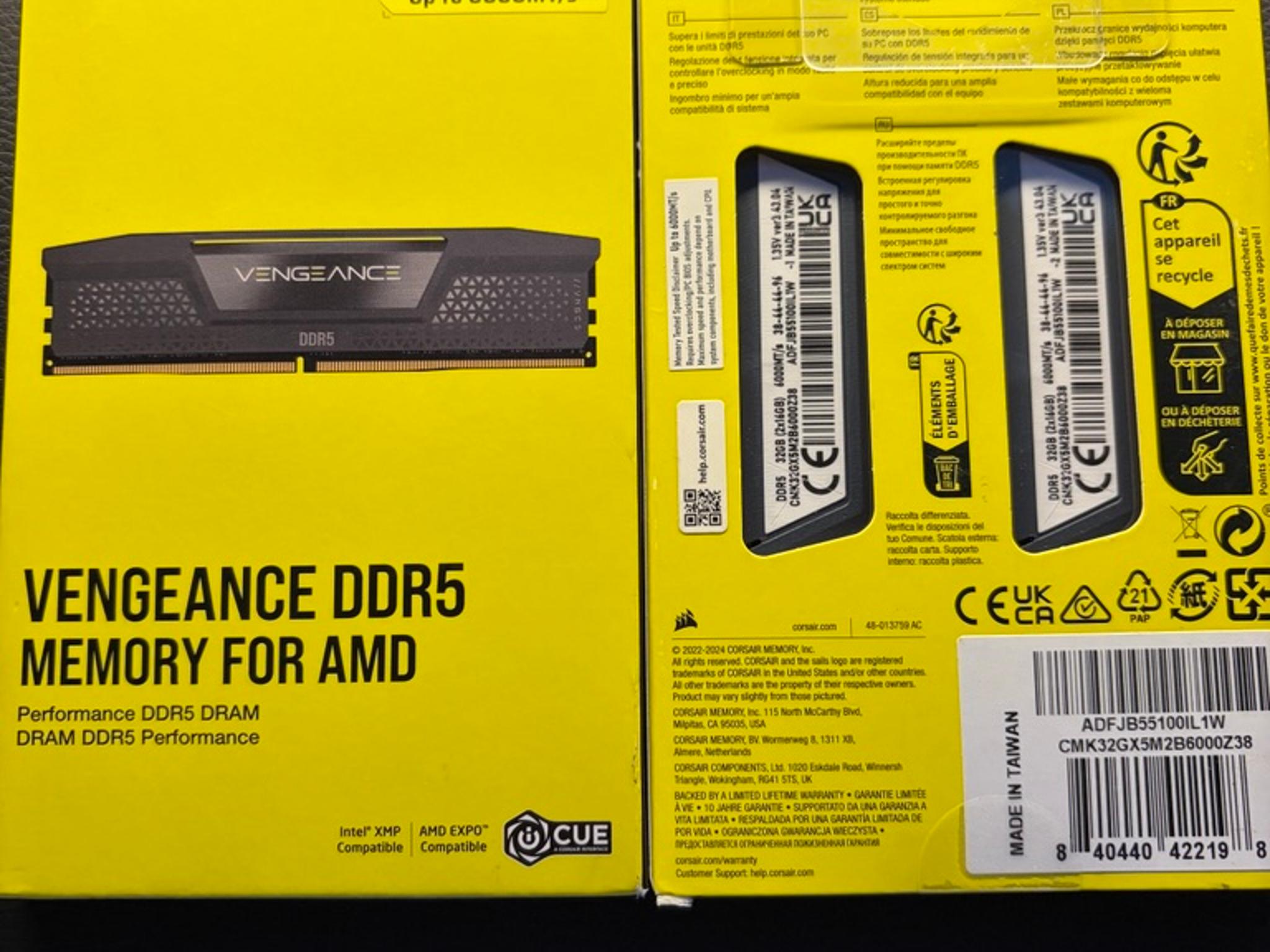 Corsair Vengeance DDR5 32GB (2×16GB) 6000 MHz – Brand New, High‑Performance Kit