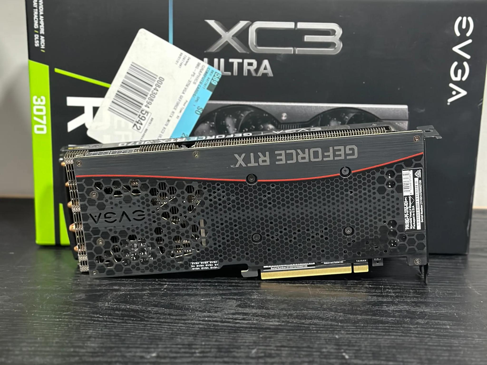 EVGA GeForce RTX 3070 XC3 ULTRA GAMING Video Card, 8GB GDDR6, iCX3 Cooling, ARGB LED Metal Backplate