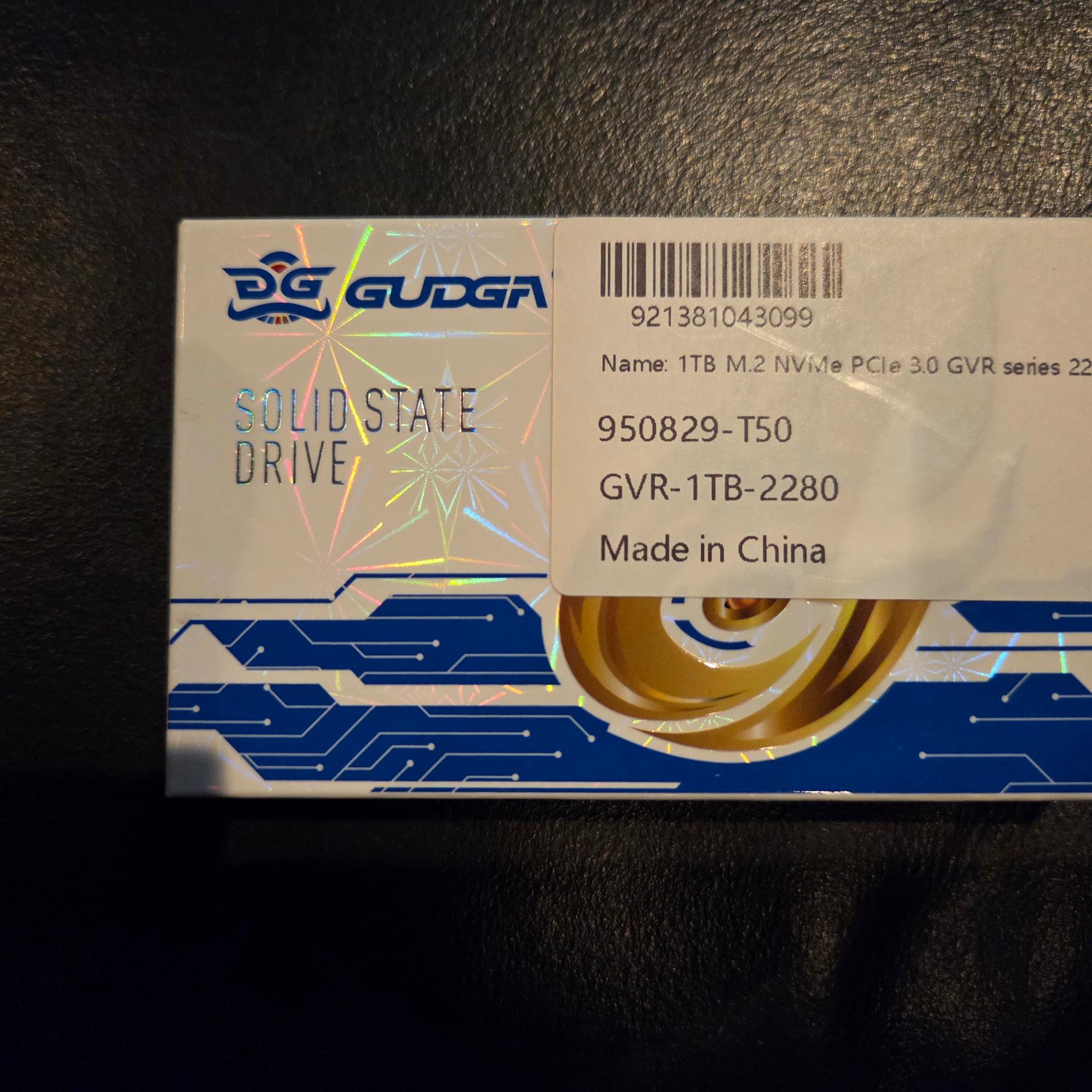New 1TB PCIe 3.0 SSD - GUDGA GVR