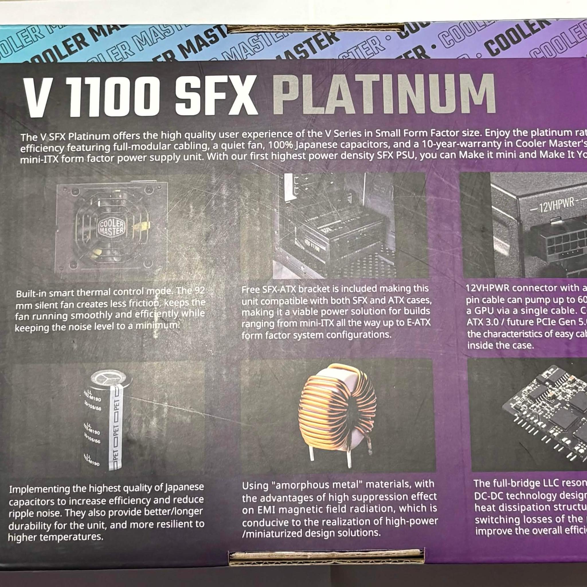 Cooler Master V1100 SFX Platinum 1100W ATX 3.0 PCIe 5.0 Fully Modular PSU Complete