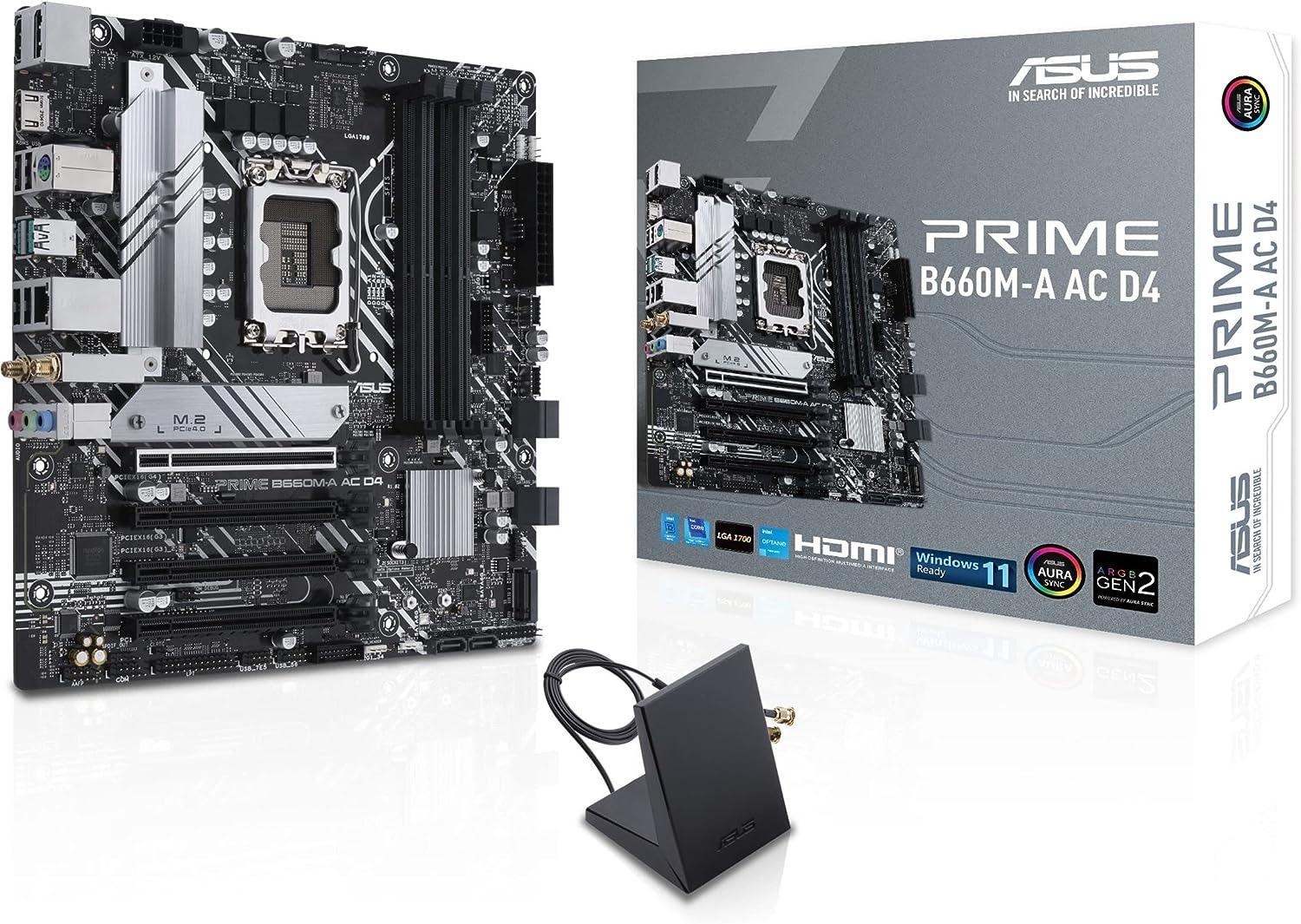 ASUS Prime B660M-A AC D4 LGA 1700(Intel 12th, 13th and 14th Gen) mATX Motherboard
