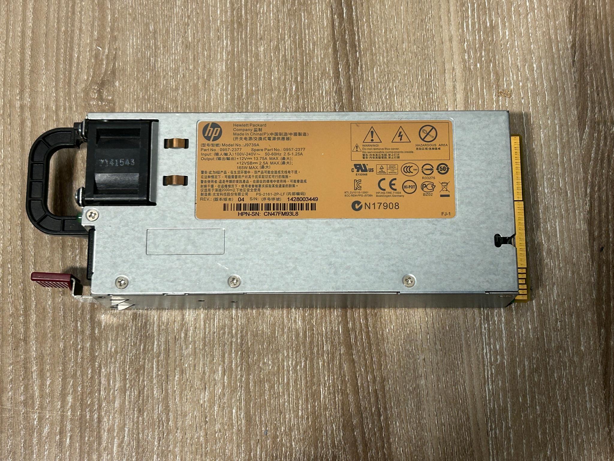 HP Hewlett Packard J9739A 165W Server Power Supply Unit P/N: 0957-2377 for J9726A J9728A
