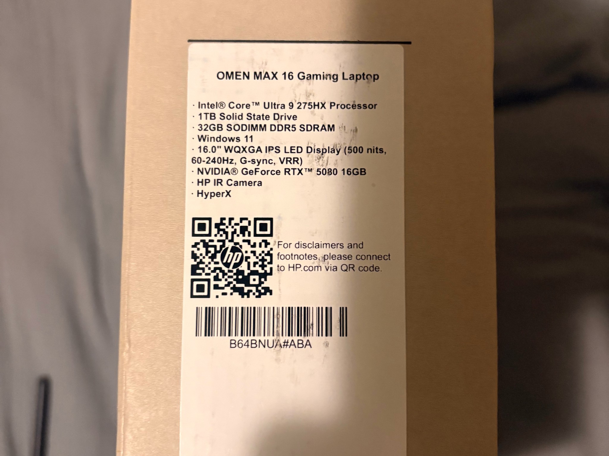Brand New HP OMEN MAX 16″ Gaming Laptop – RTX 5080 – 32GB RAM – 1TB NVMe SSD