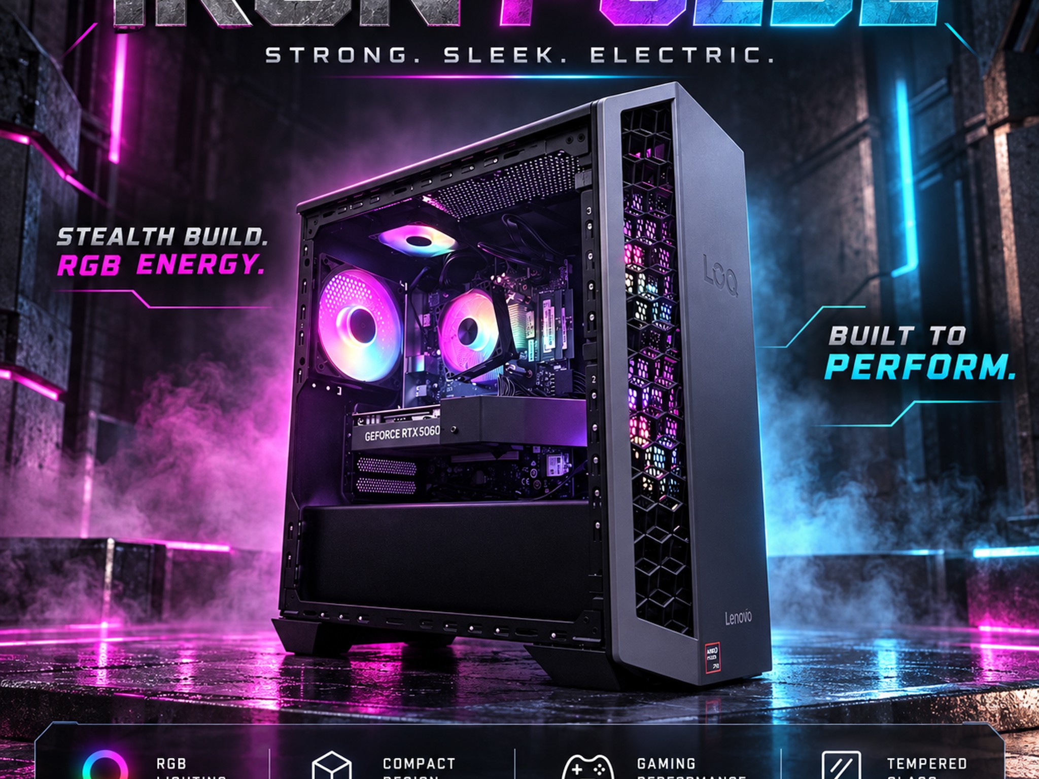 🩶"Iron Pulse"🌈| 1440p Gaming | RTX 5060 Ti | Ryzen 7 8745HX | 16GB DDR5 | 1TB SSD | Free ShIppin