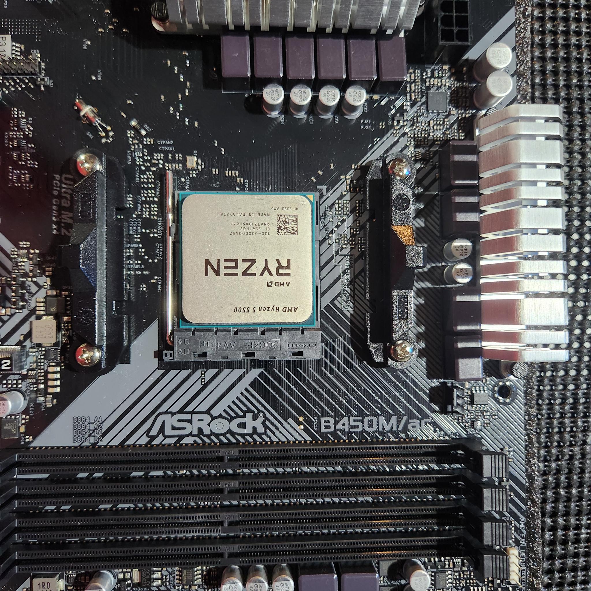 ASROCK B450M, RYZEN 5 5500, 16GB RAM WITH WRAITH STEALTH COOLER
