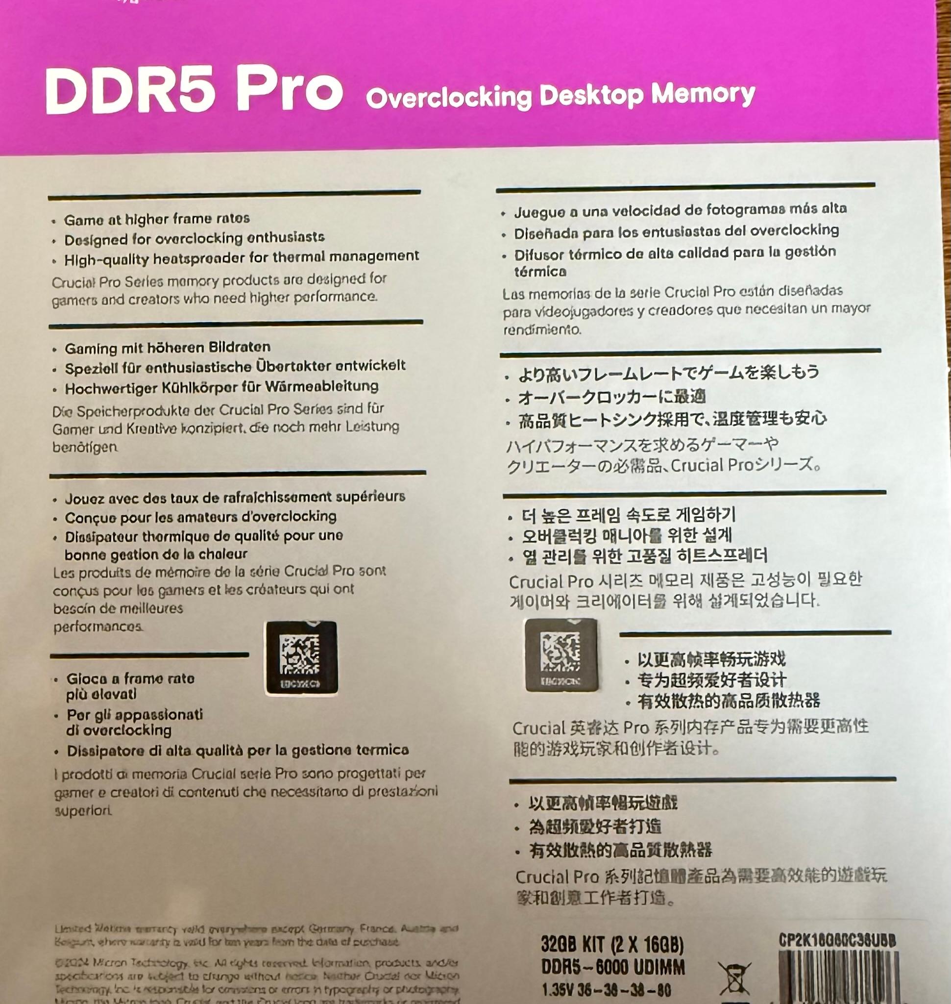 Crucial Pro Overclocking DDR5 32GB RAM (2x16GB)
