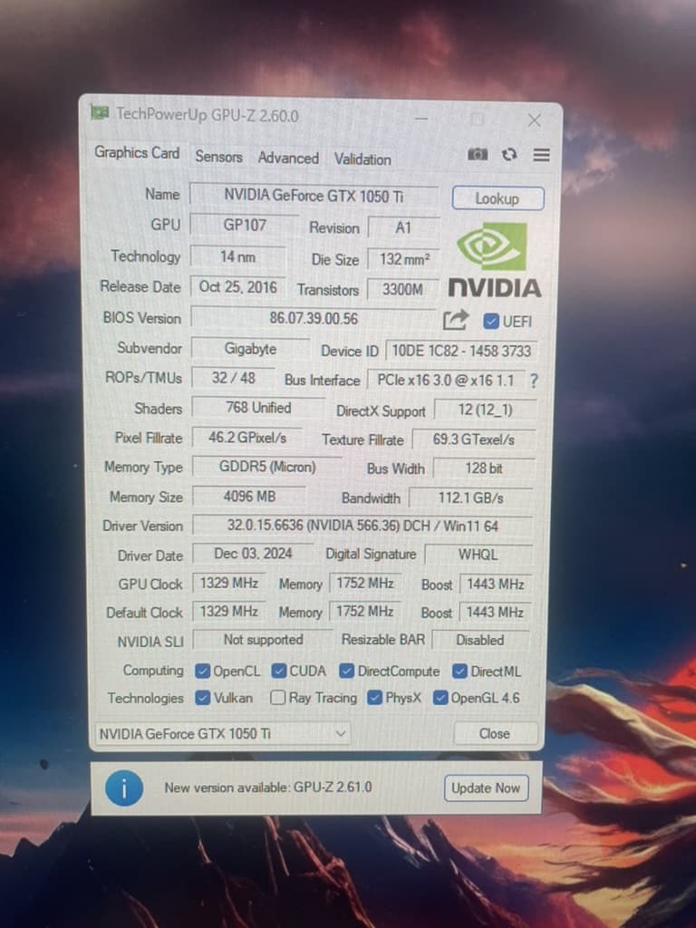 GIGABYTE GTX 1050 Ti WindForce X2 OC 4GB ( ✅ New Thermal Paste)