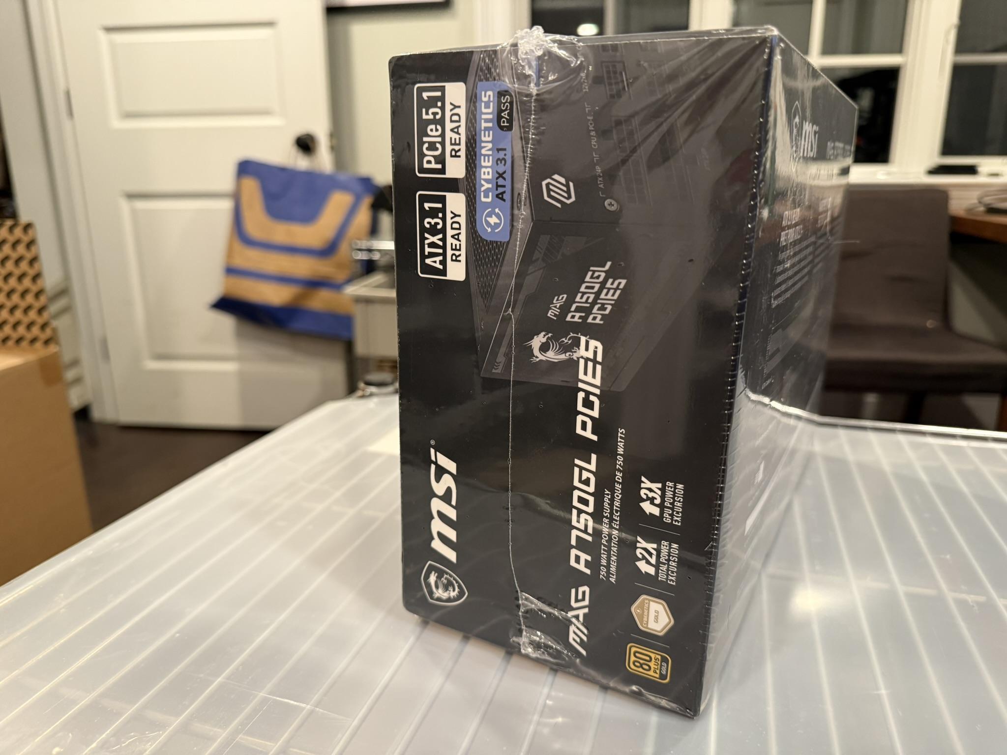 New. 750w PSU. MSI MAG A750GL PCIE5. 80+ Gold, ATX3.1, PCIe 5.1. Factory sealed.
