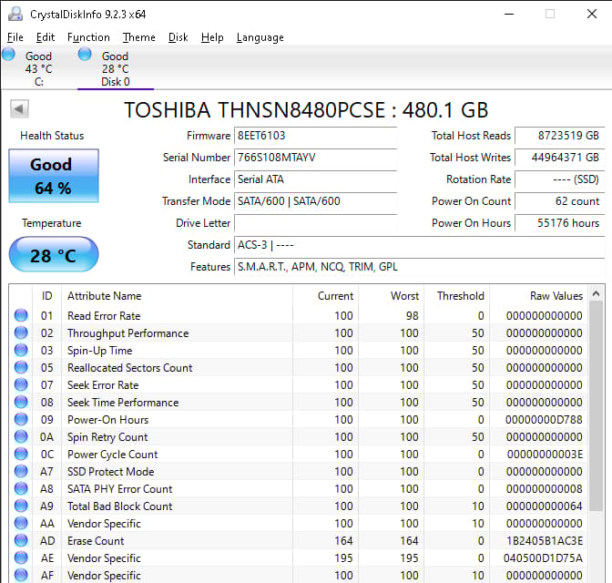 Toshiba 480gb SSD