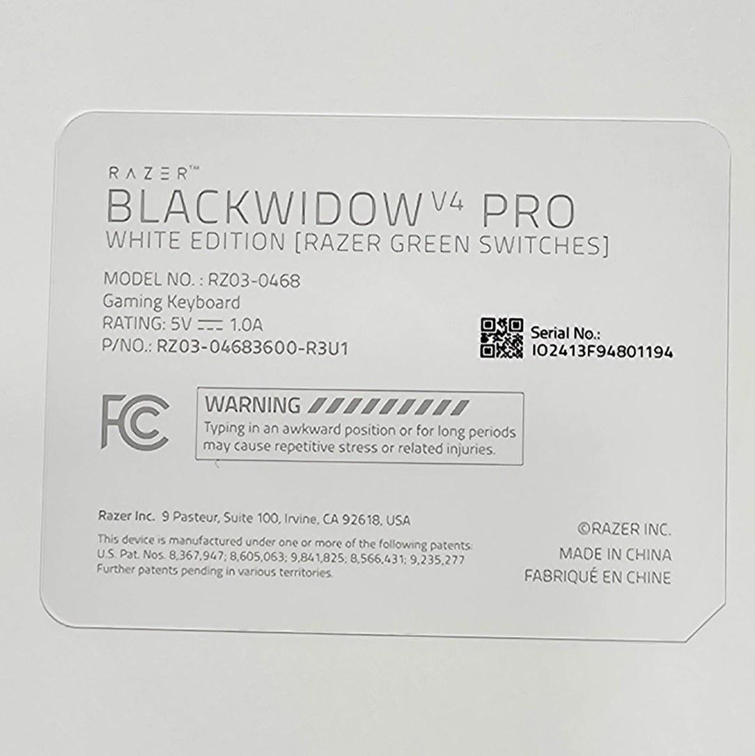Razer BlackWidow V4 Pro White Edition Mechanical Gaming Keyboard - White Wired
