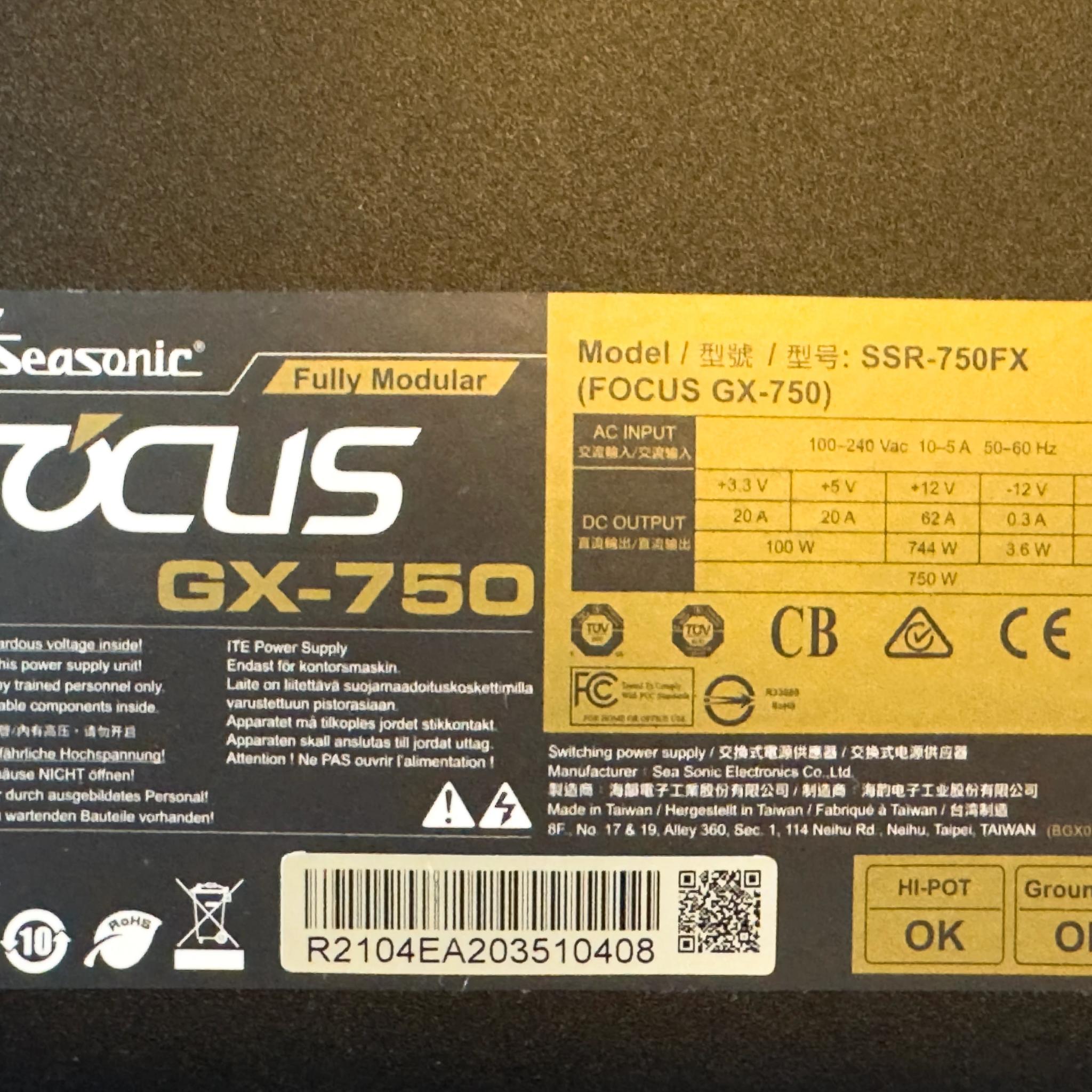 Seasonic Focus GX-750 SSR-750FX Power Supply