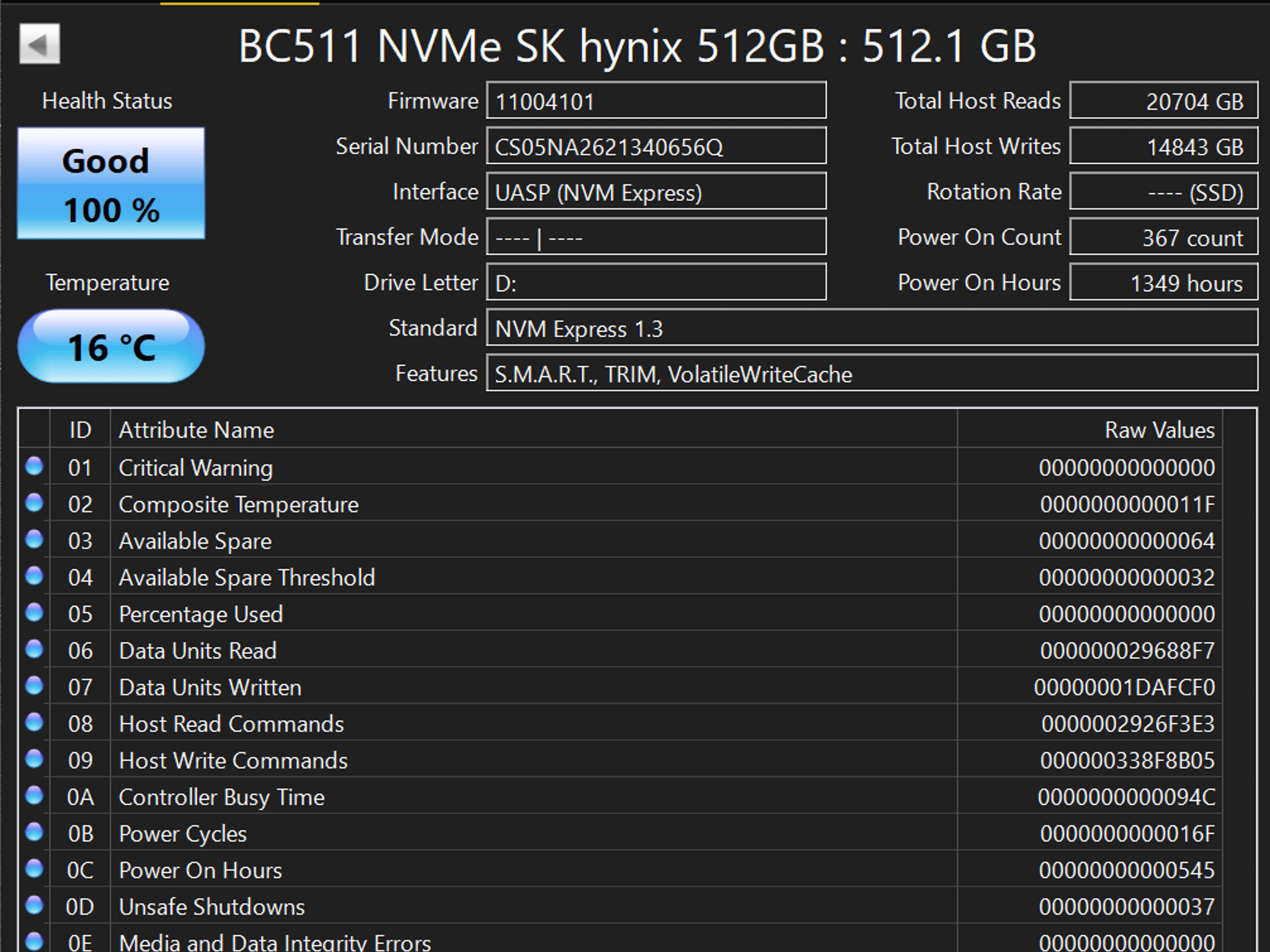 512 GB M.2 NVME SSD SK Hynix | 2230 Gen3x4 | Solid State Drive | Hard Drive| 100% Health