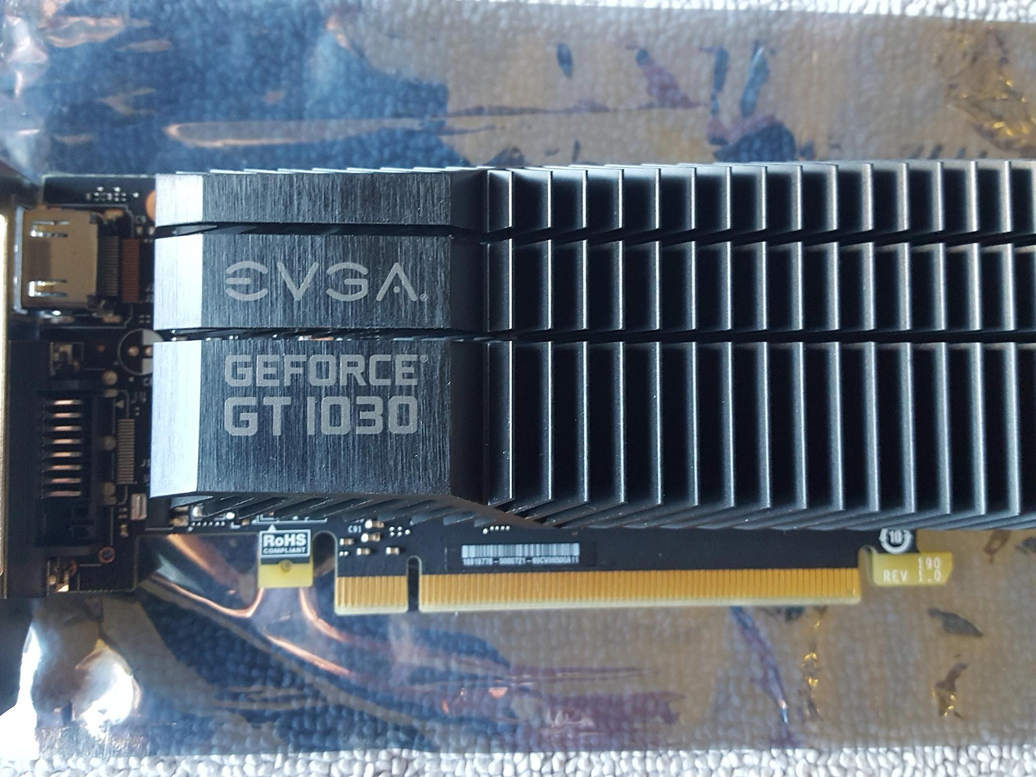 EVGA Geforce GT 1030 2GB GDDR5 - low profile & full height brackets included, used - like new