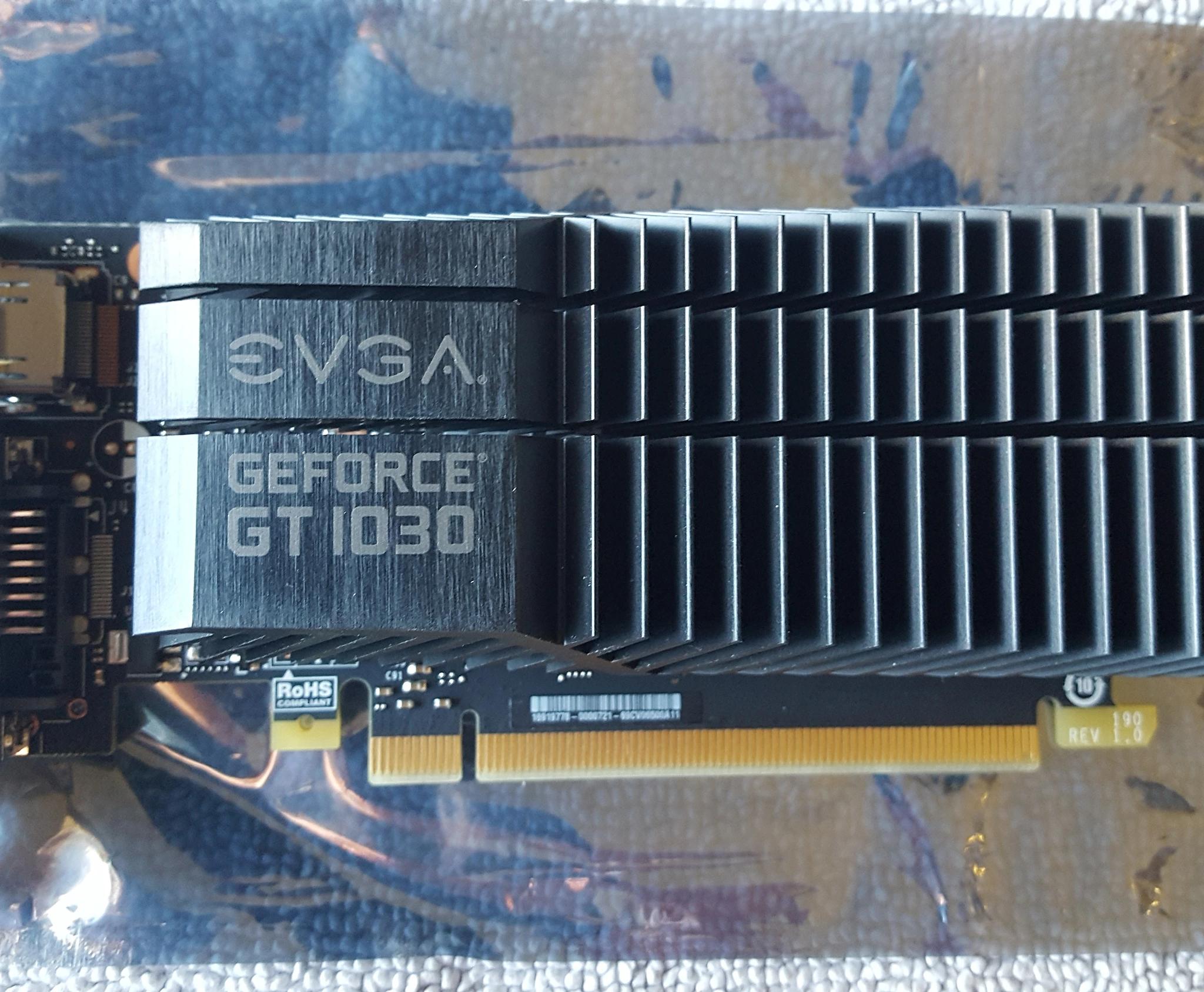 EVGA Geforce GT 1030 2GB GDDR5 - low profile & full height brackets included, used - like new