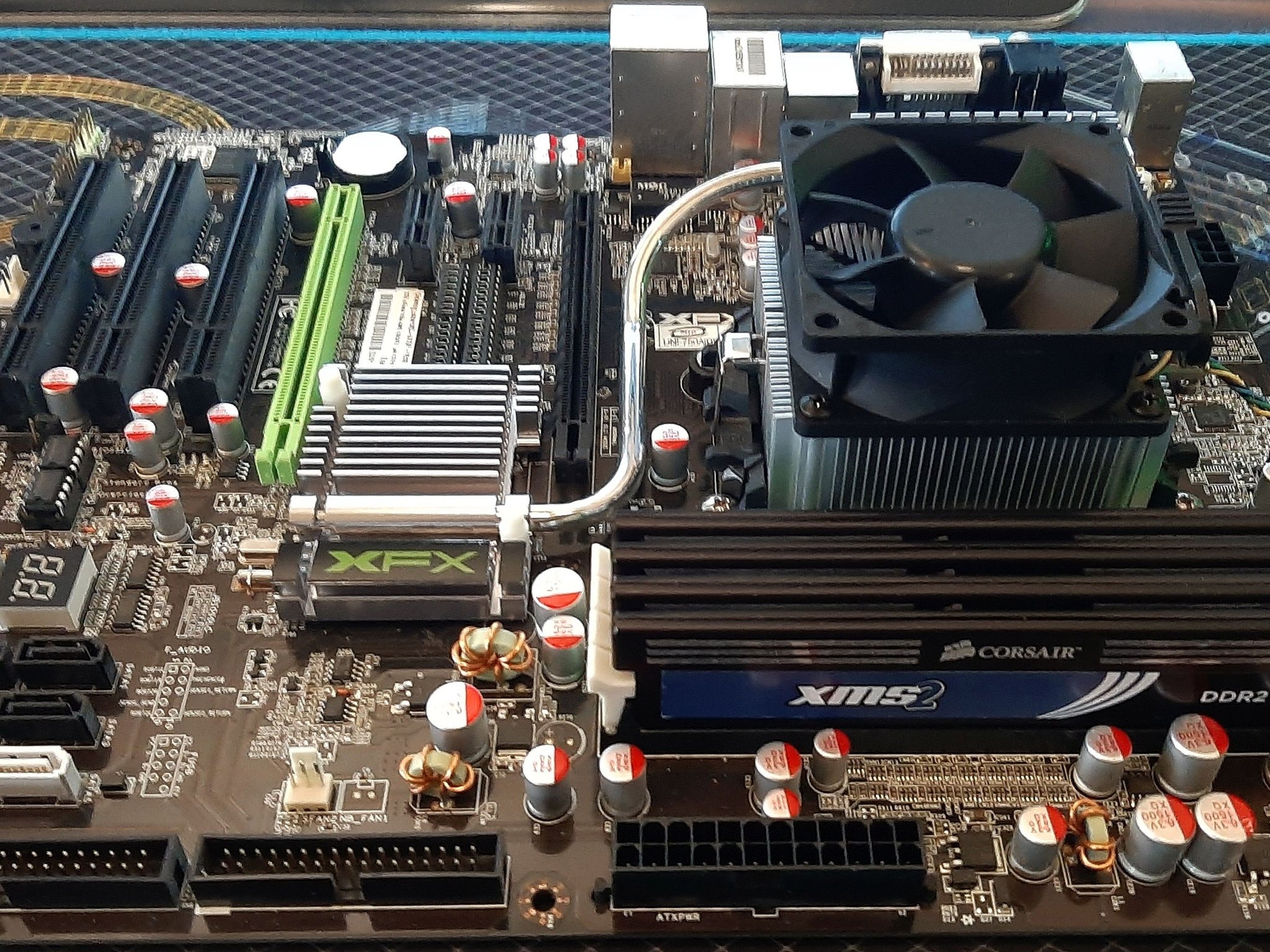 Retro XFX 750A Motherboard with CPU, RAM, Cooler, etc.