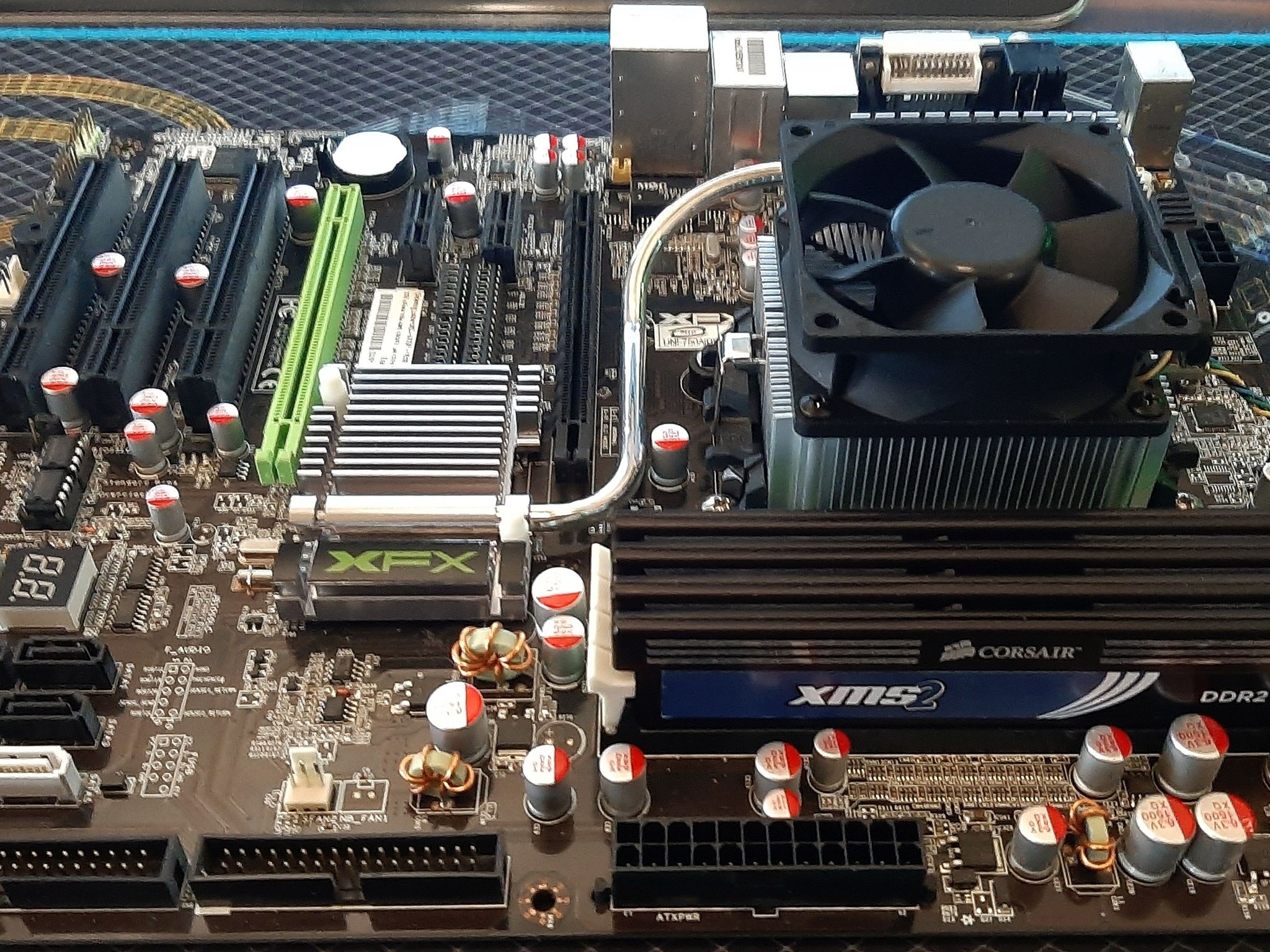Retro XFX 750A Motherboard with CPU, RAM, Cooler, etc.