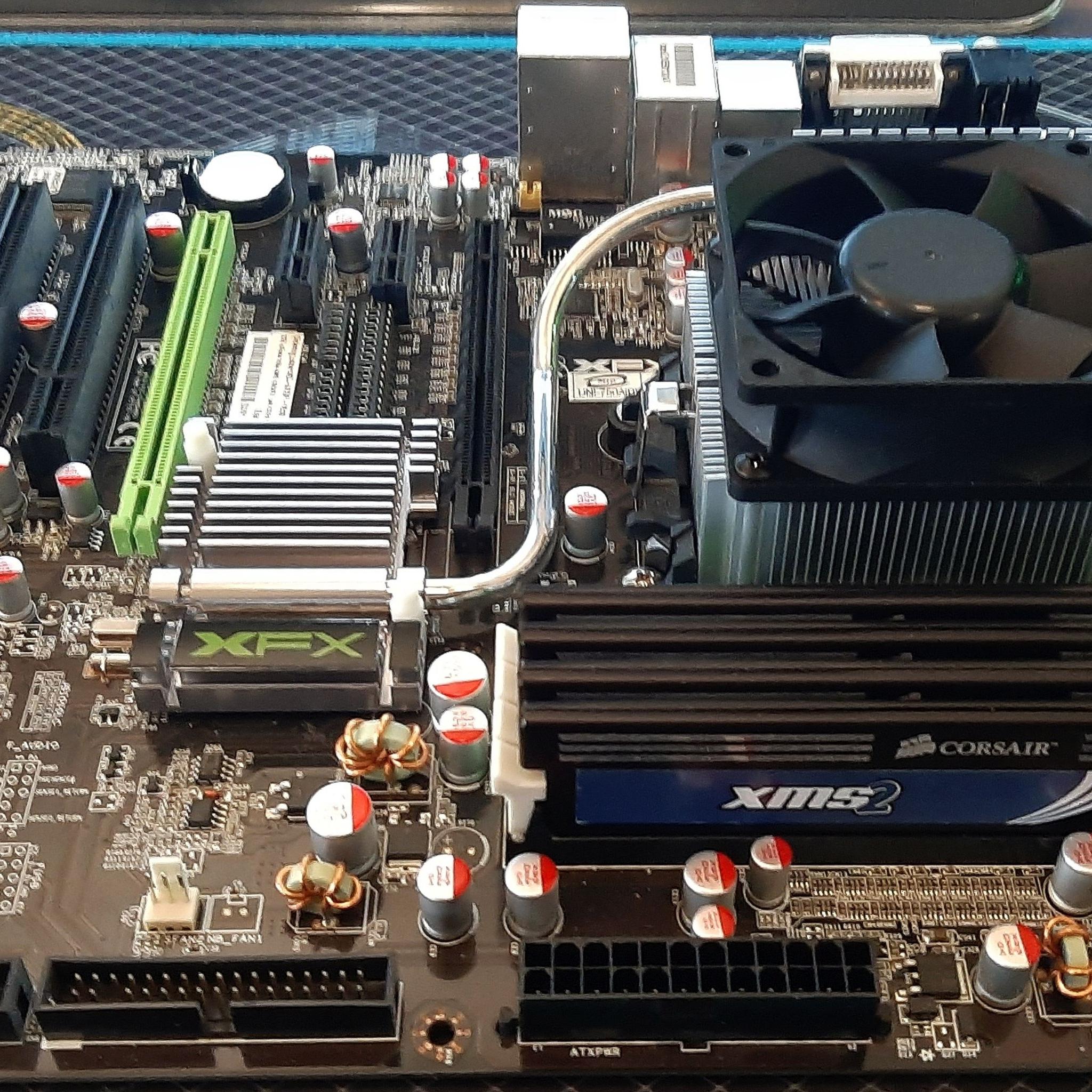 Retro XFX 750A Motherboard with CPU, RAM, Cooler, etc.